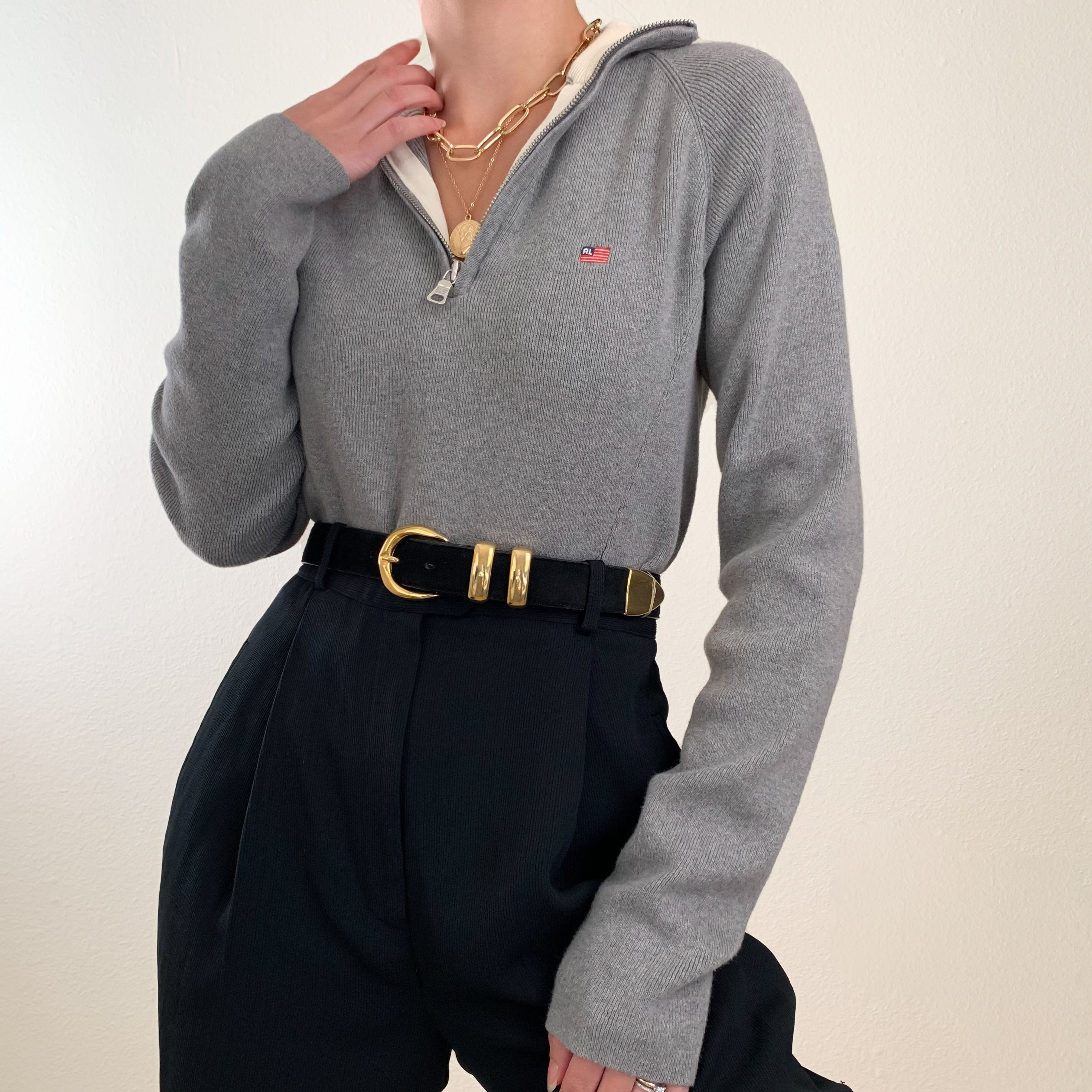 Gray Ralph Lauren Fitted Half-Zip
