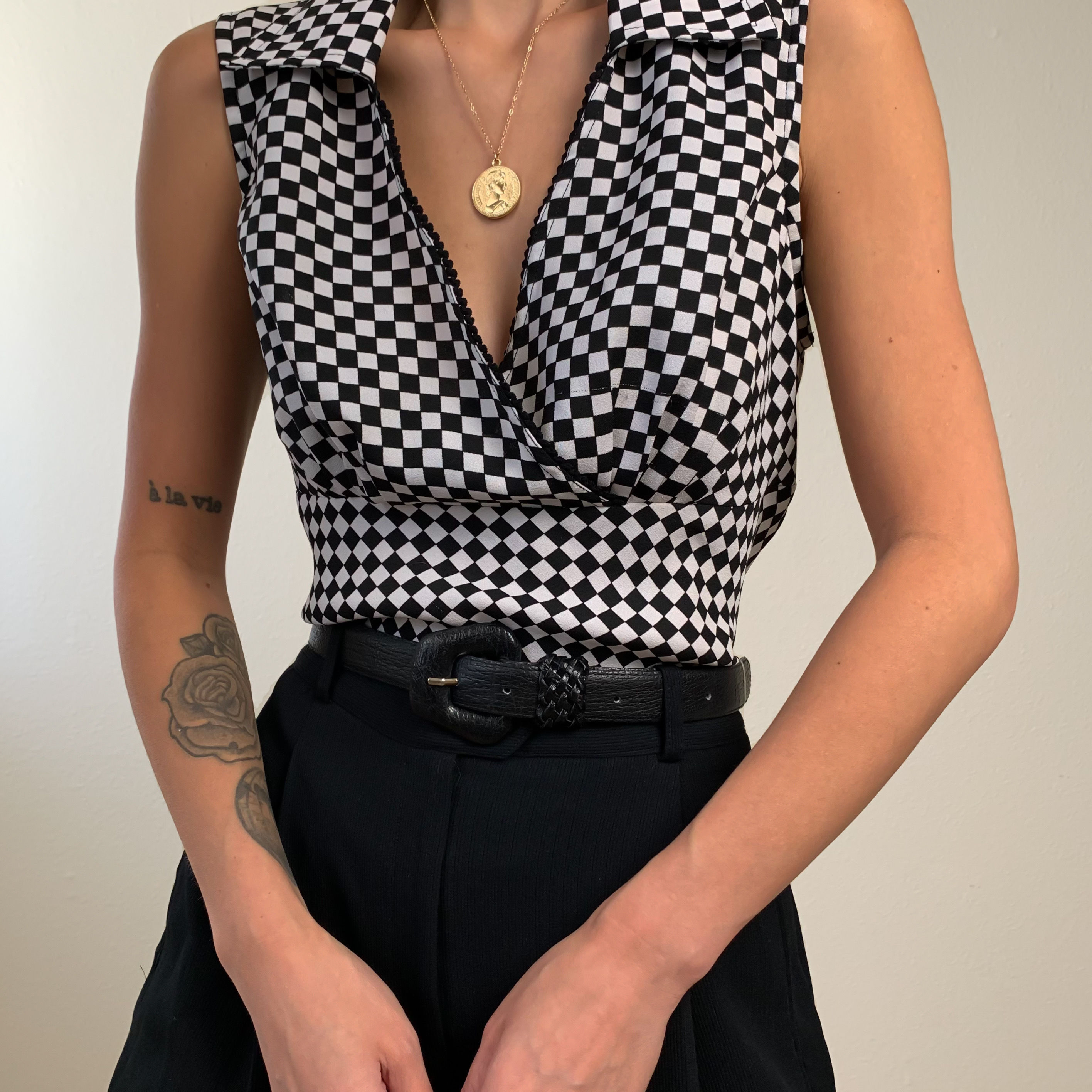 Checkered Collared Tank