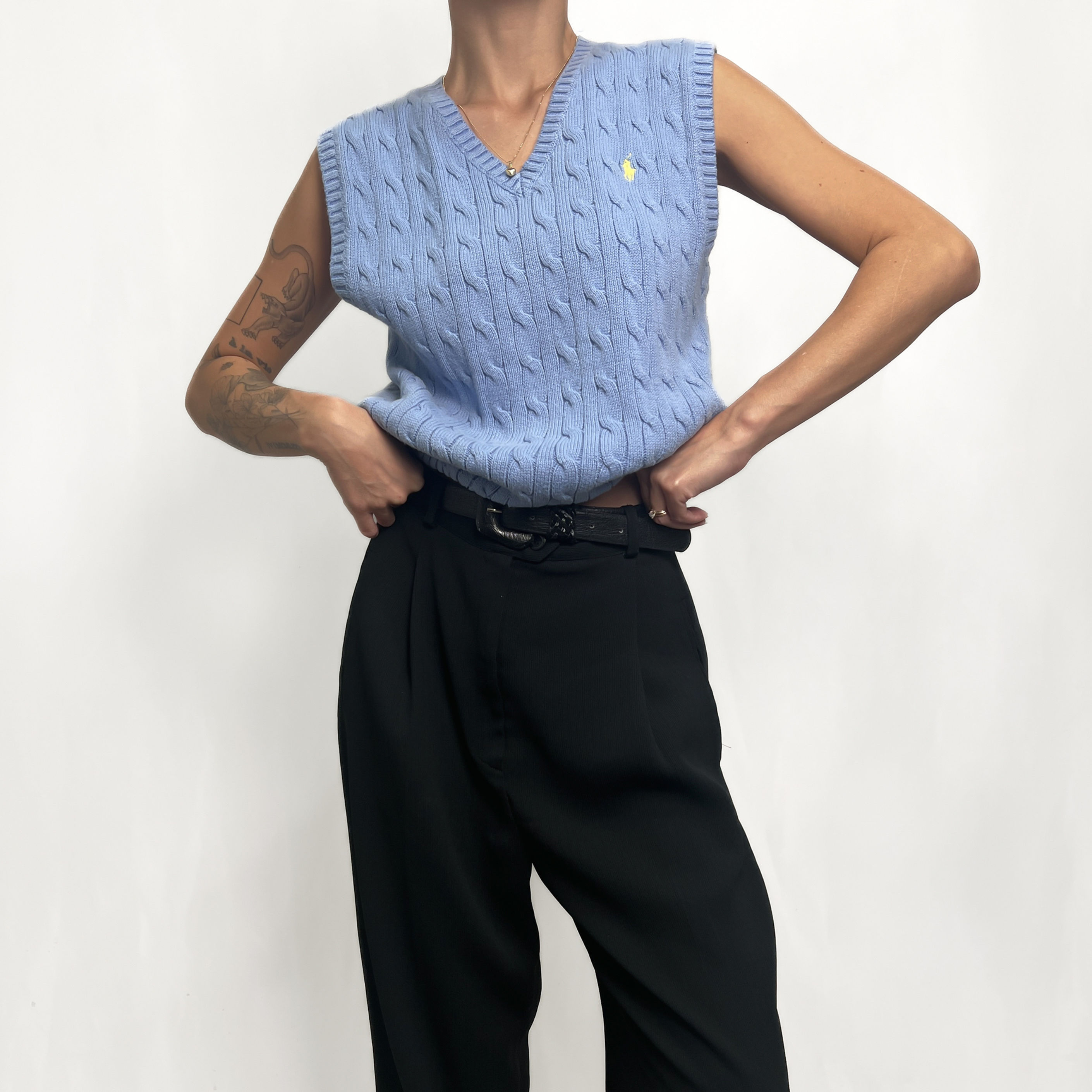 Sky Polo Ralph Lauren Cable Knit Sweater Vest XS-S