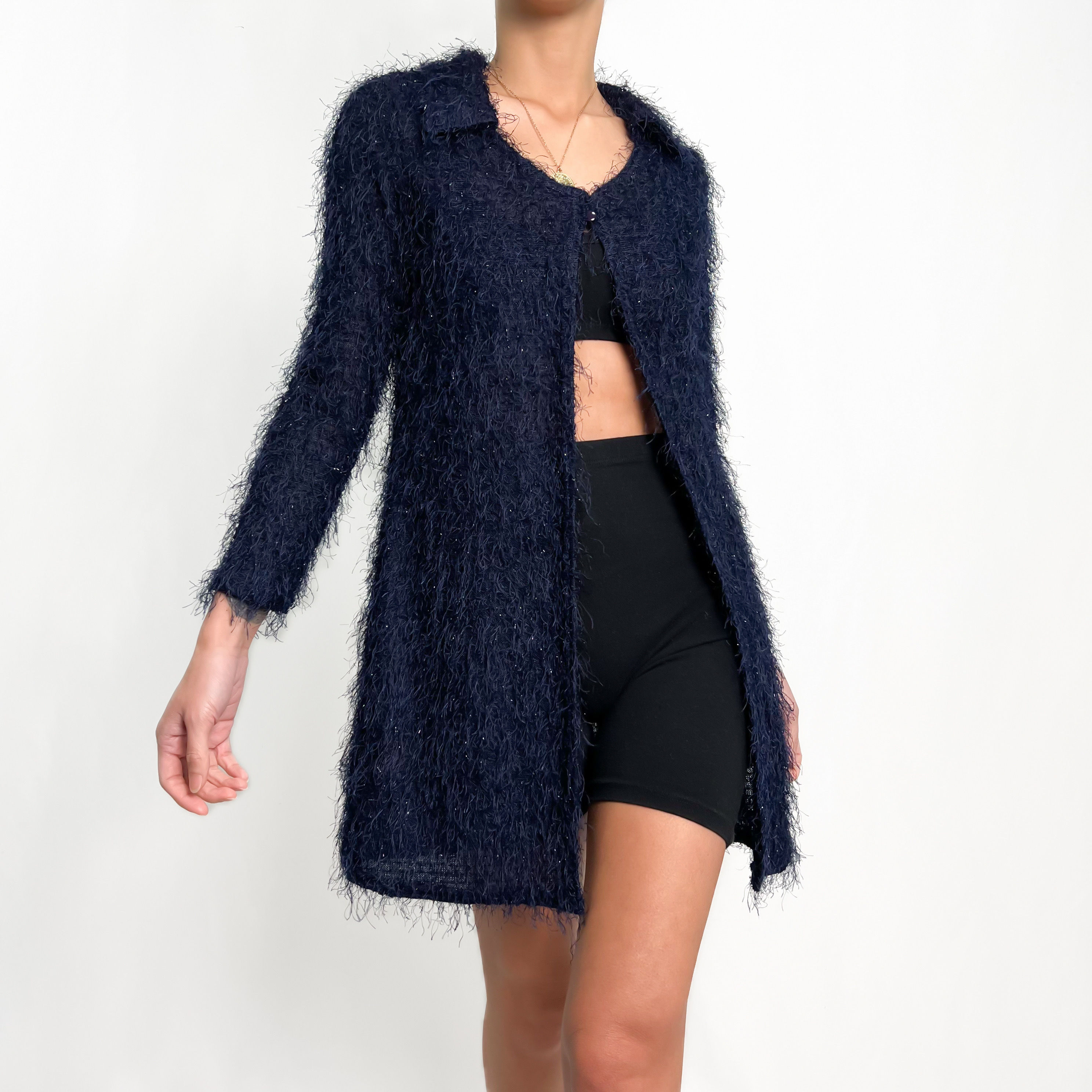 Deep Navy Eyelash Knit Tunic XS-S