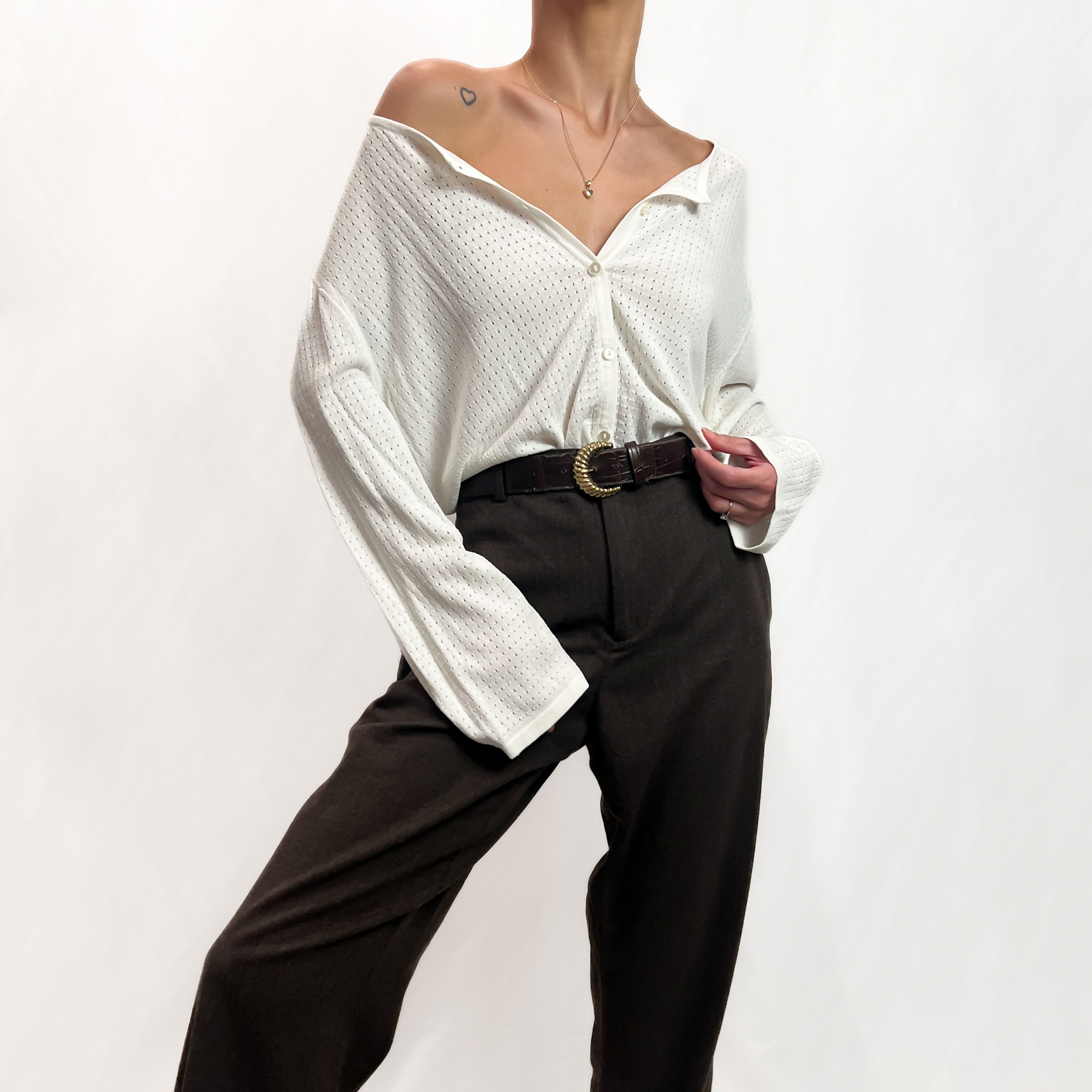 Snow Pinhole Cardigan XS-L