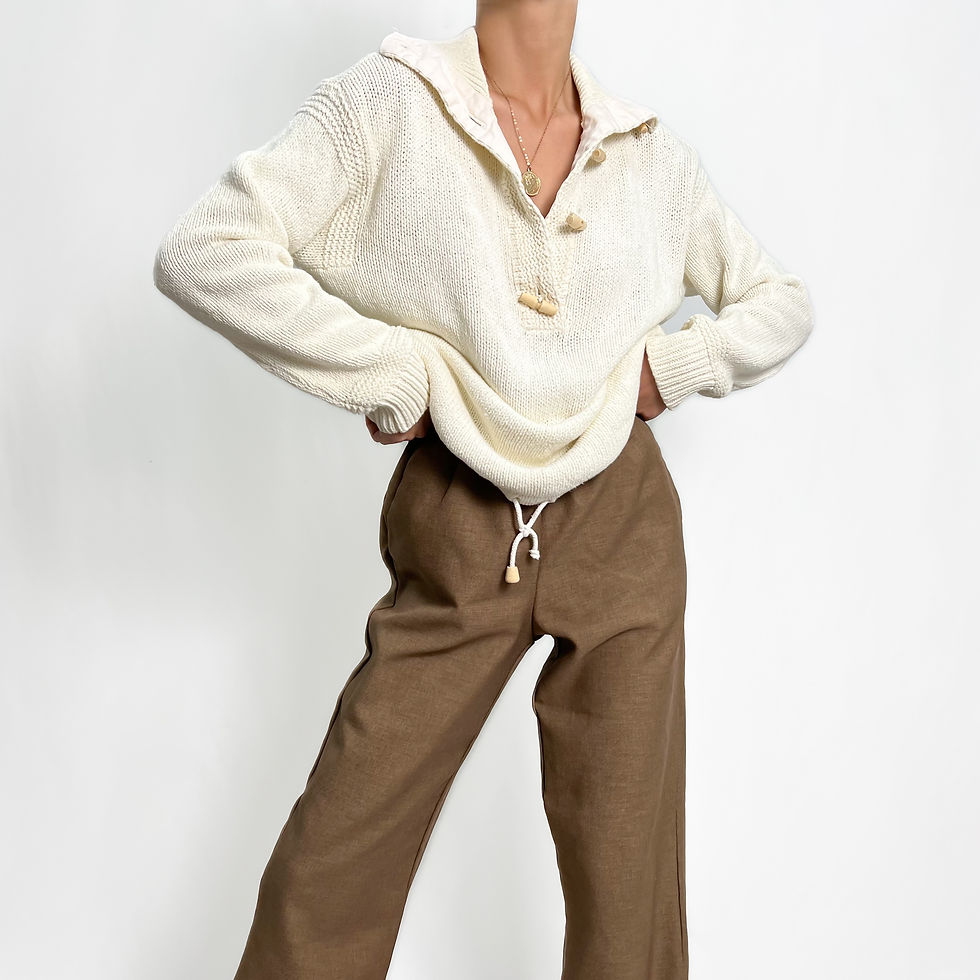 Ivory Fisherman Toggle Button Sweater XS-M