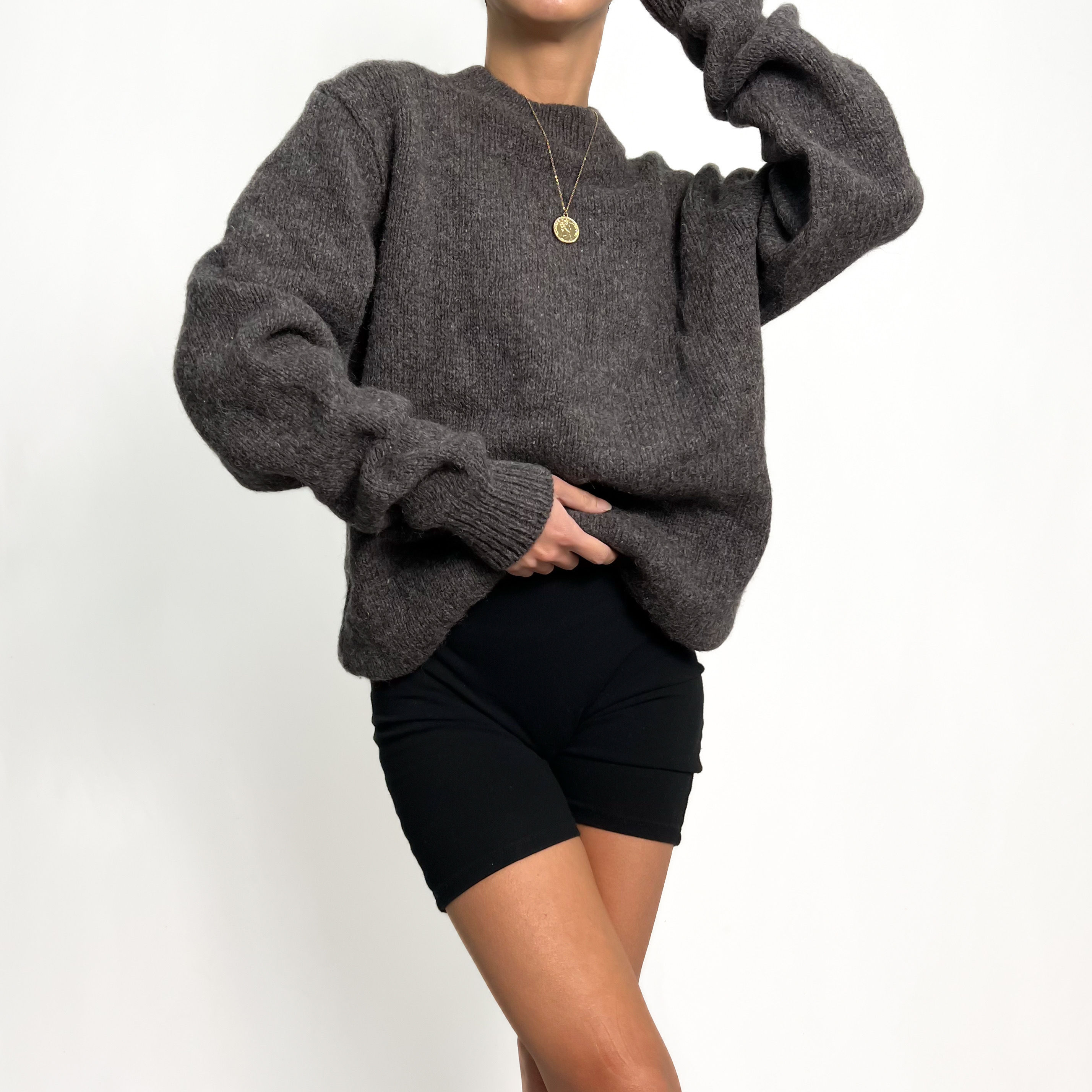 Essential LL Bean Charcoal Wool Blend Sweater M-XL