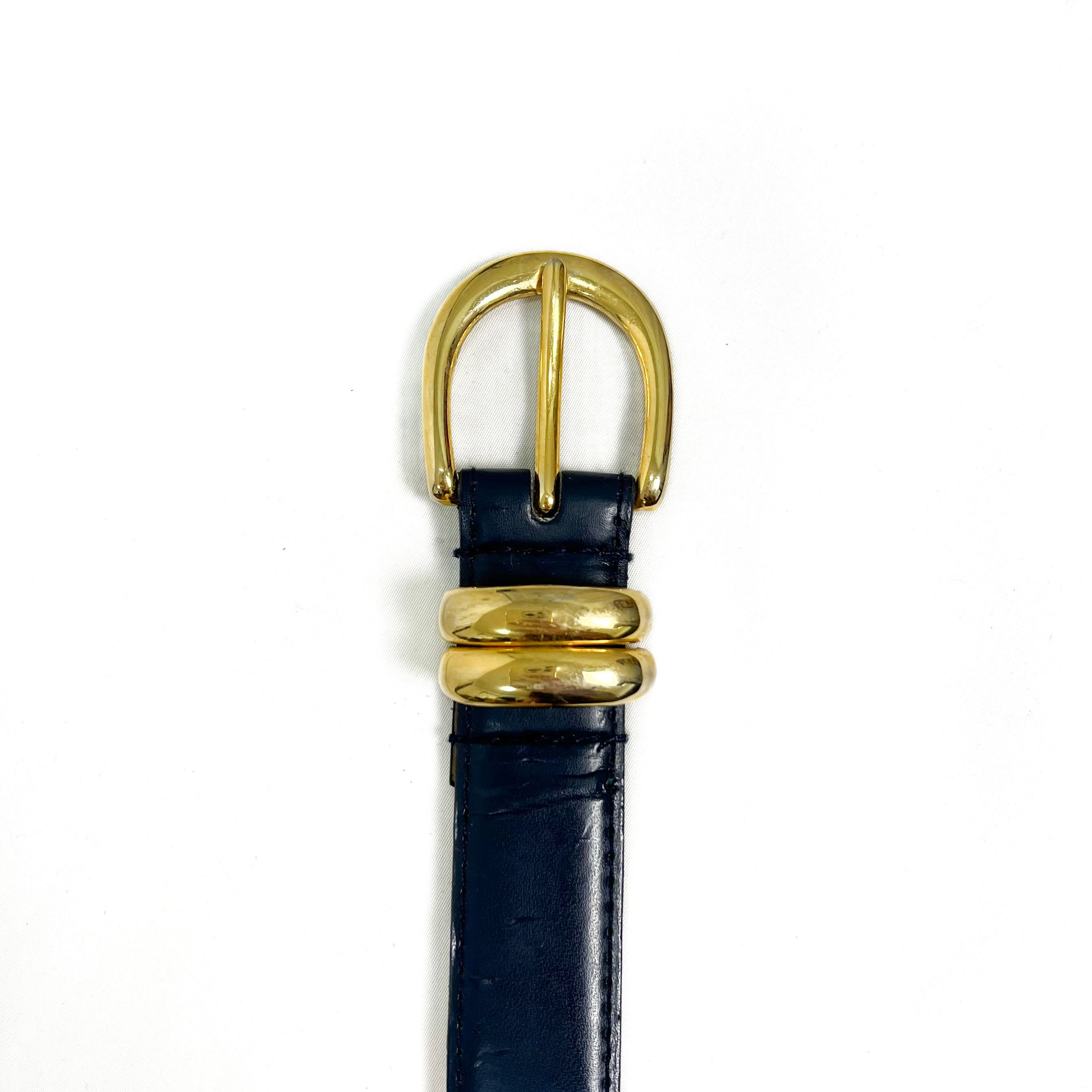 Midnight Blue & Gold Genuine Leather Belt