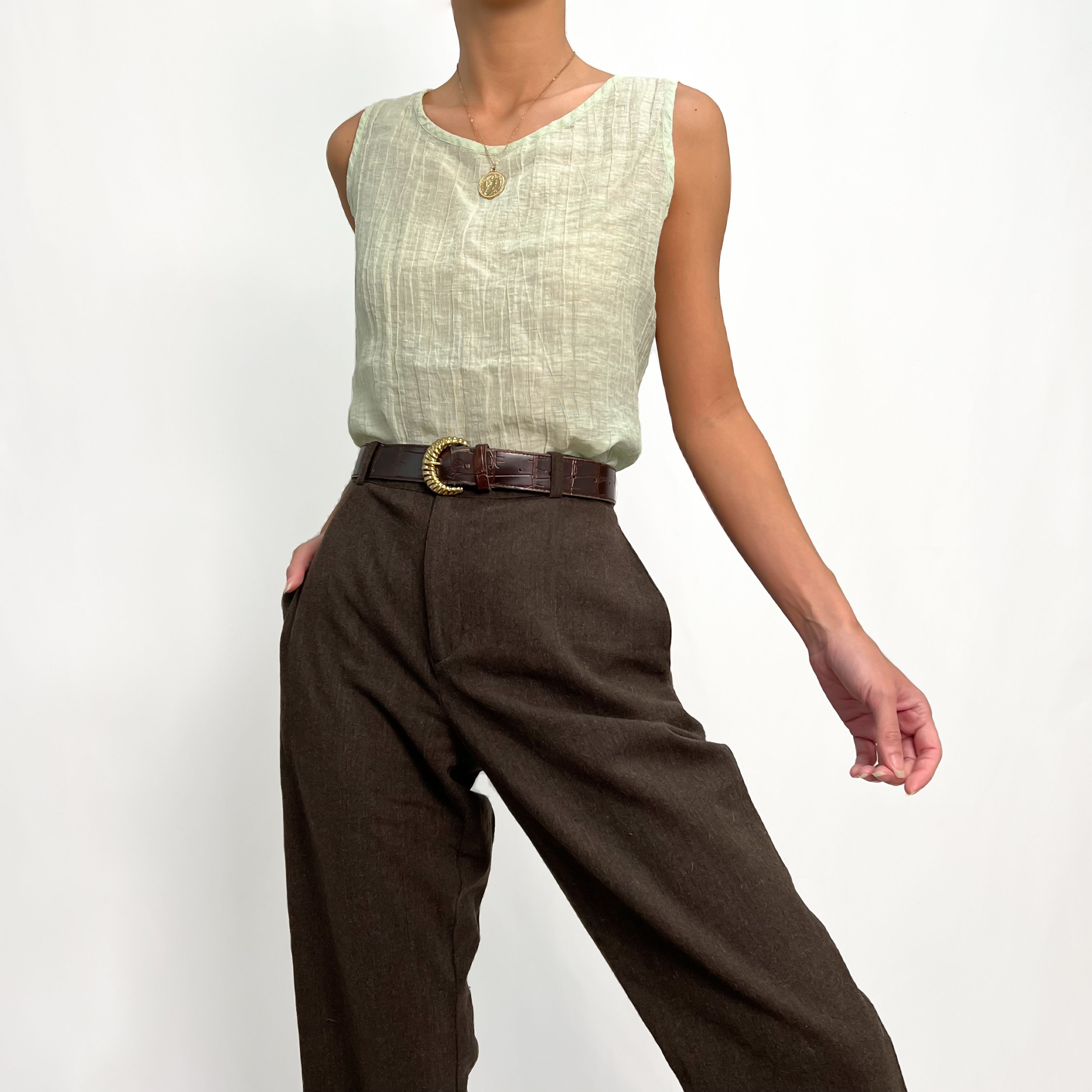 Pale Sage Textured Tank S-M
