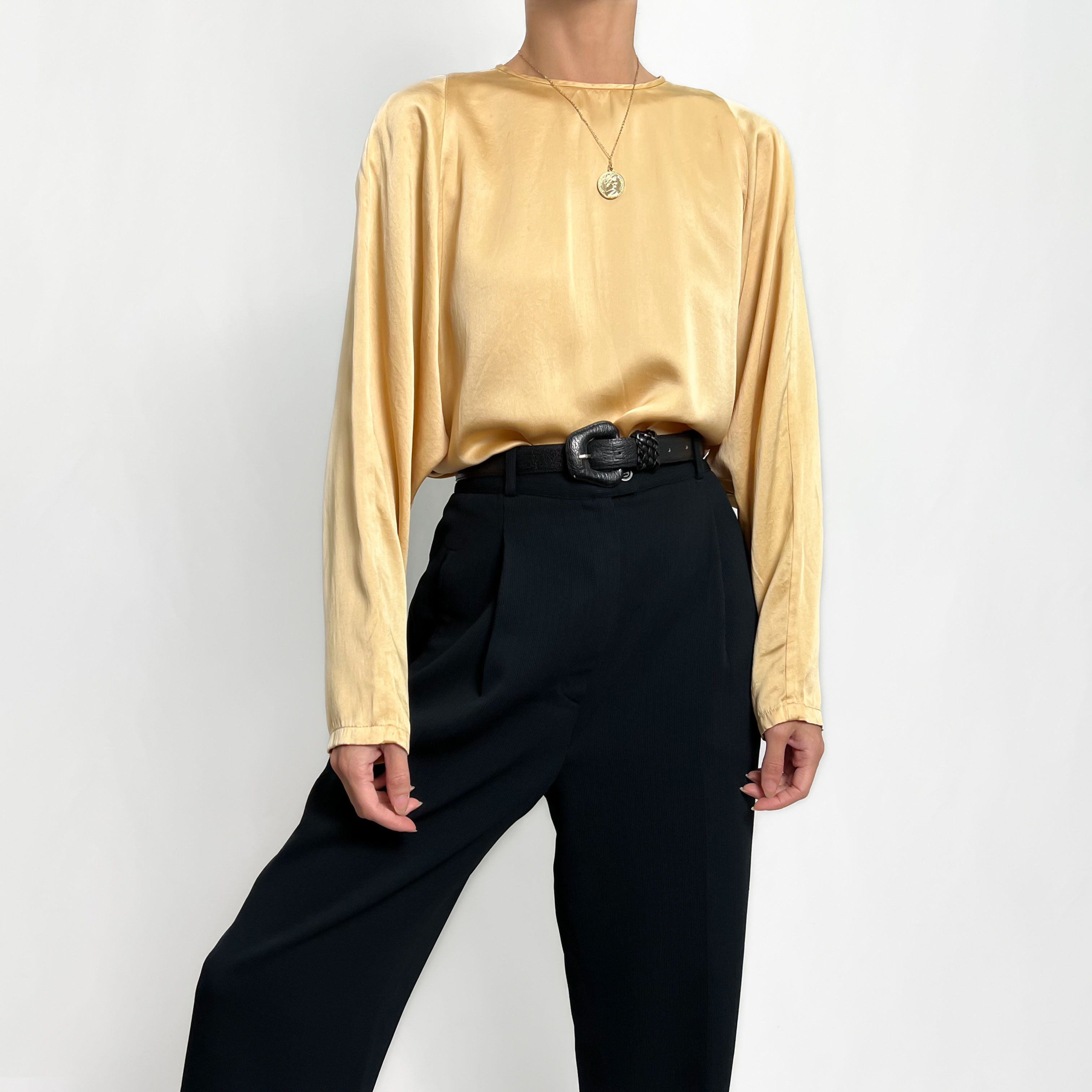 Honey Gold Silk Blouse S-L