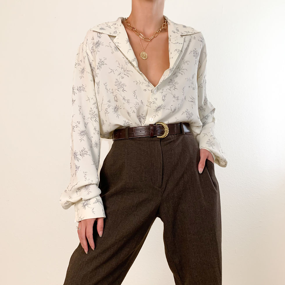 Ivory Floral Button Up