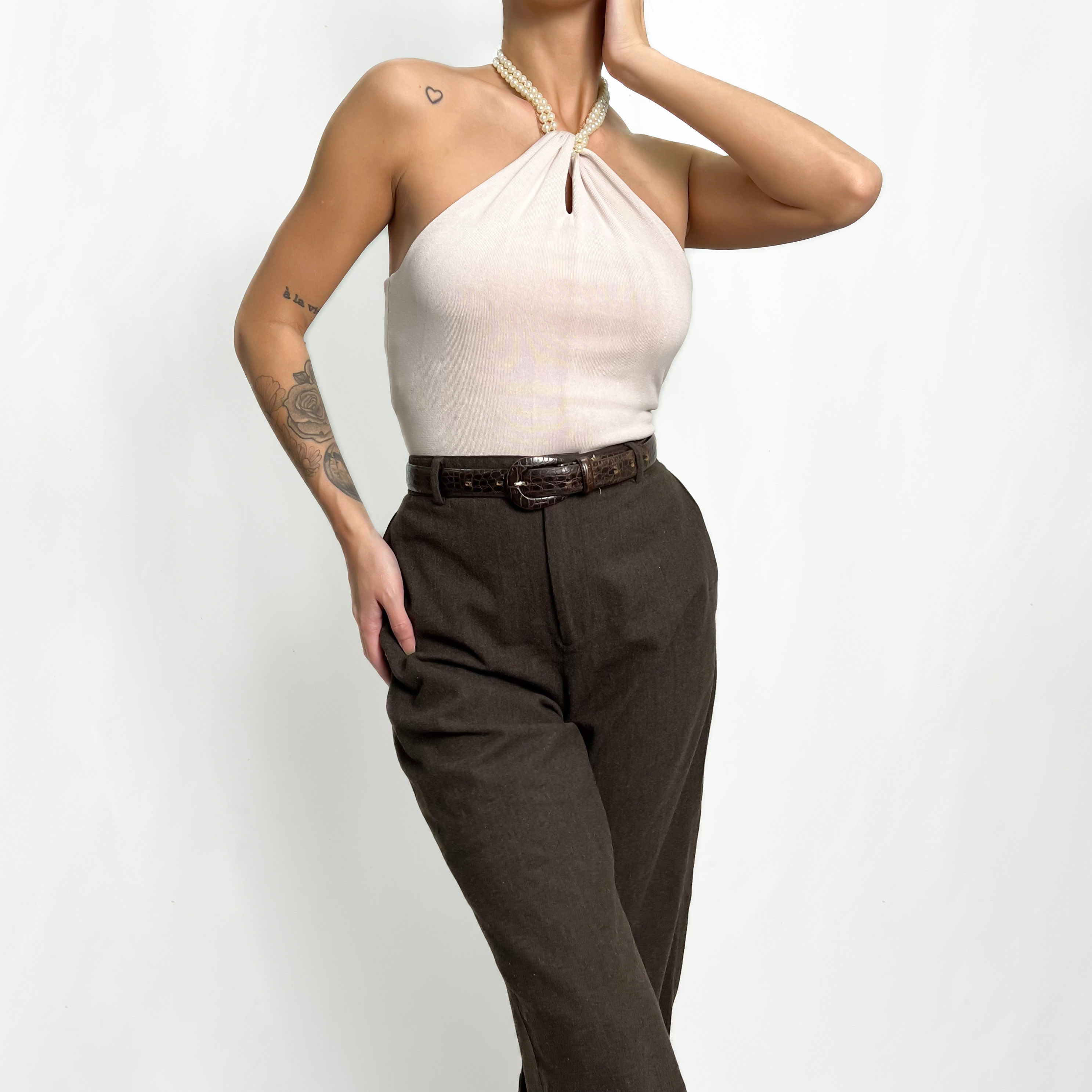 Ballerina Pink RL Pearl Knit Halter S-M