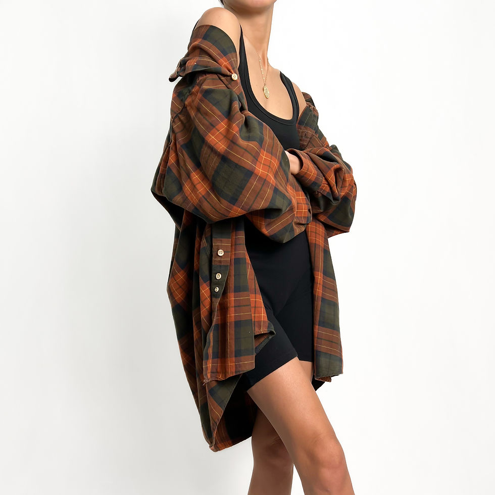 Burnt Orange & Olive Tartan Plaid Flannel M-XXL