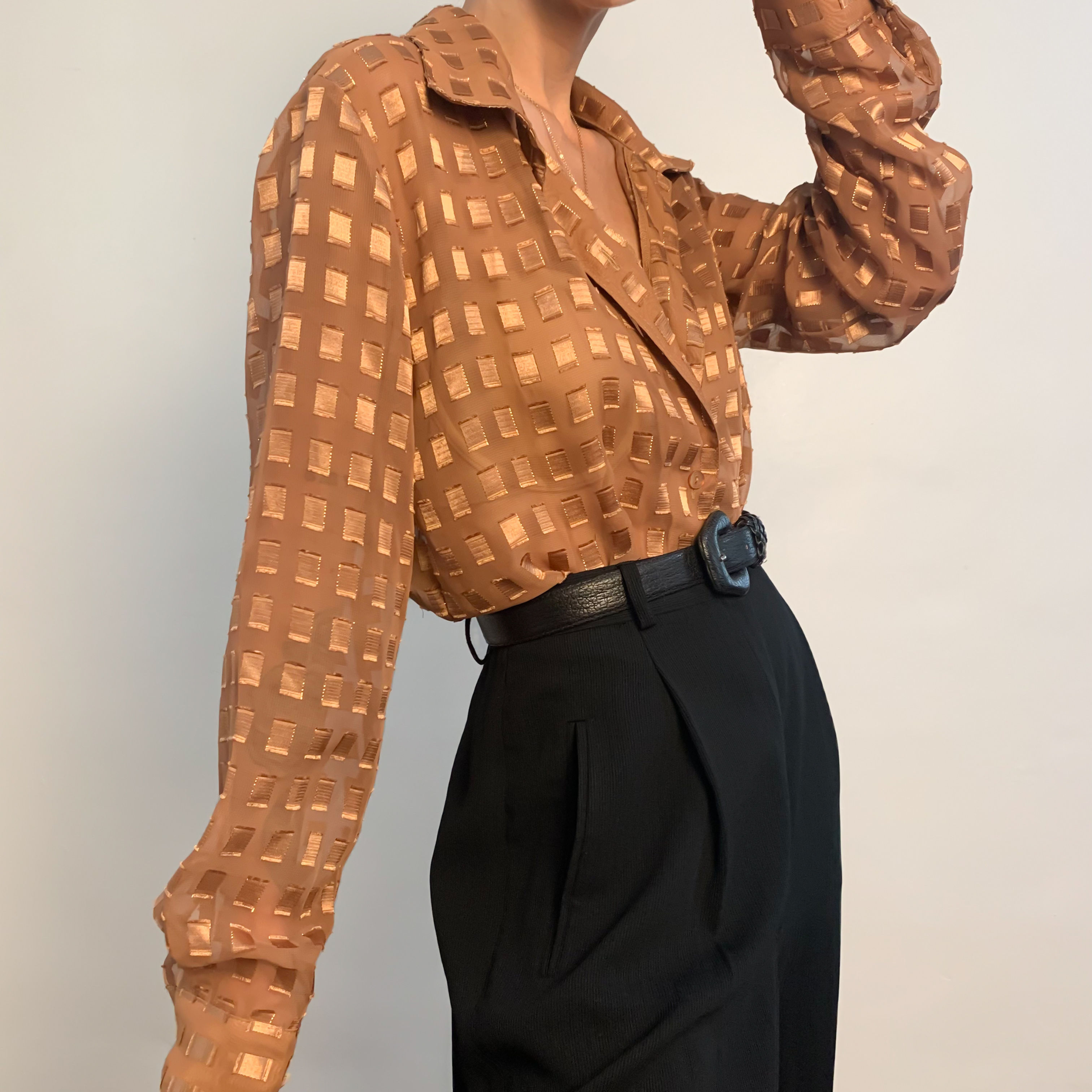 Copper Disco Button Up Blouse XS-S