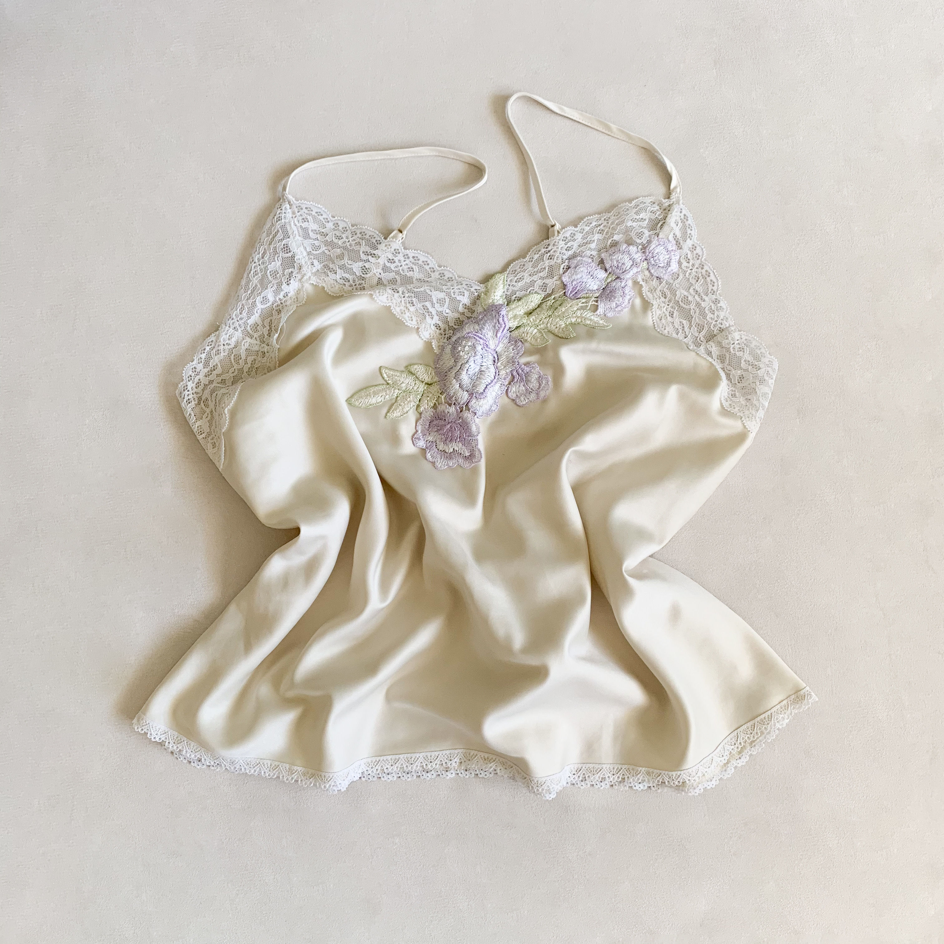Cream Lace Trimmed Satin Cami