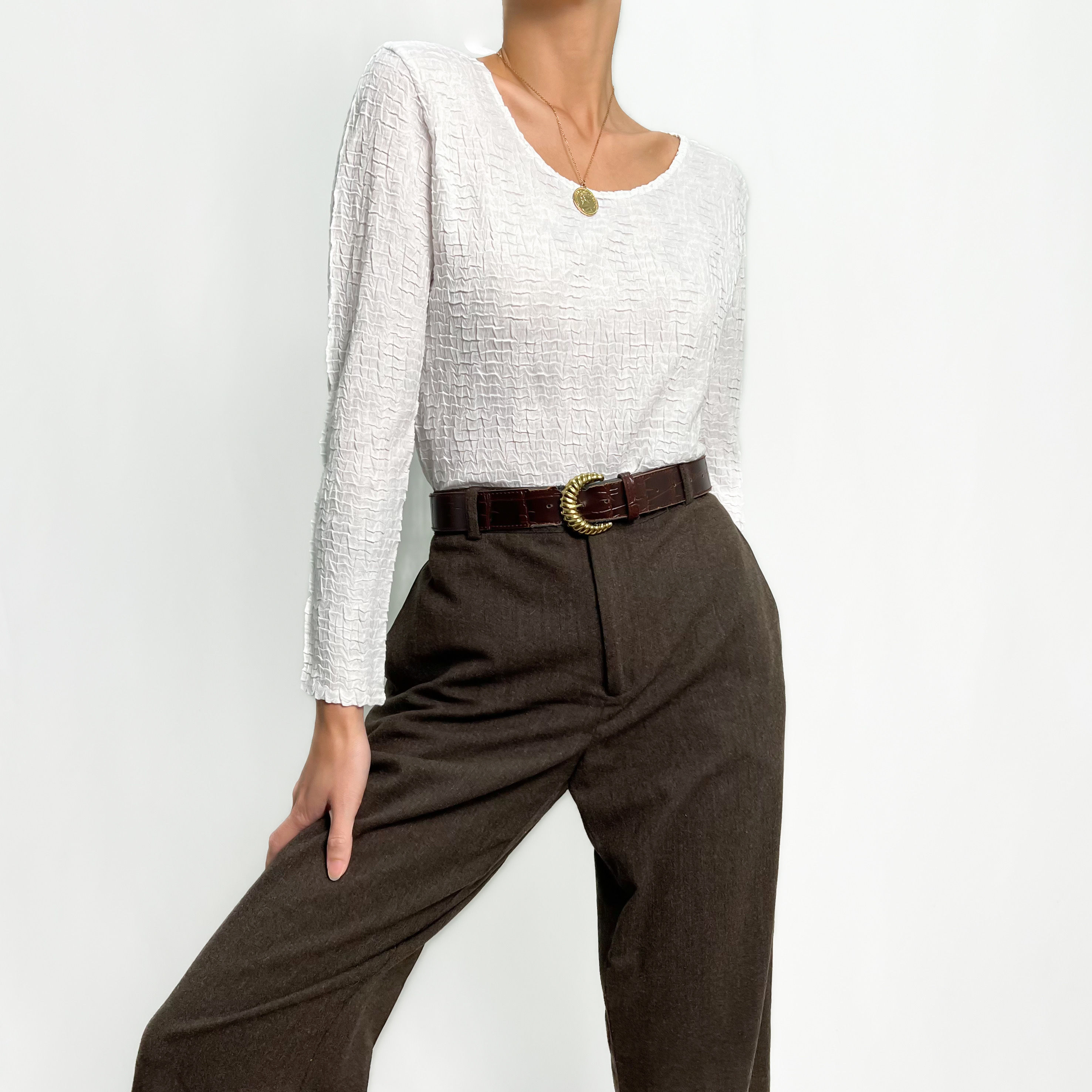 Snow Textured Stretch Blouse XS-S