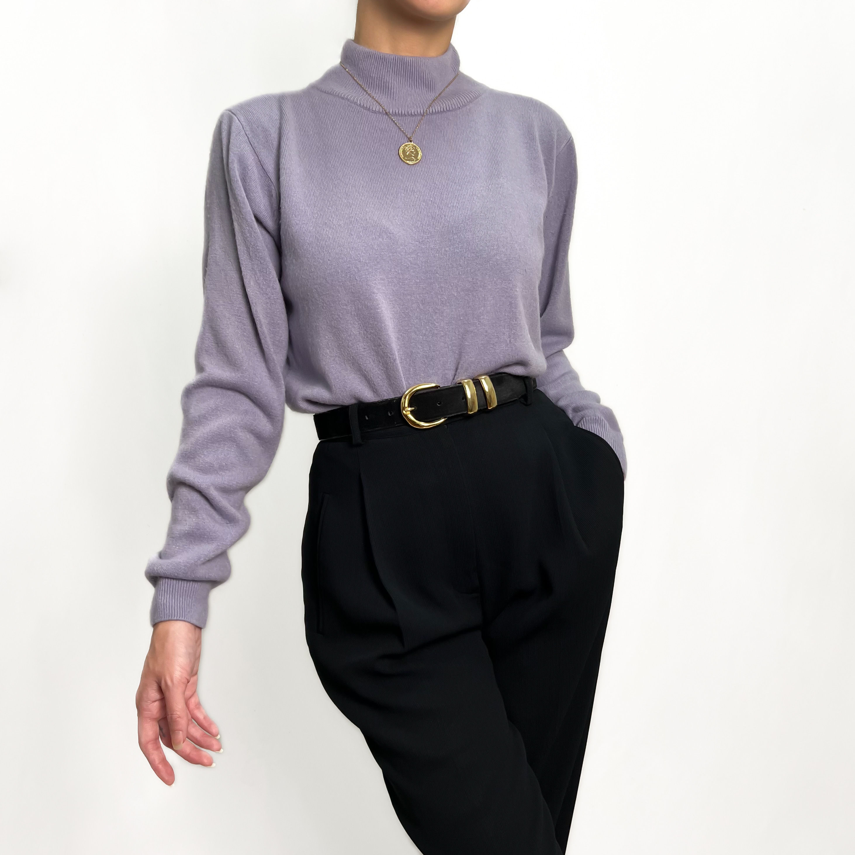 Essential Lavender Mock Neck Long Sleeved Top XS-M