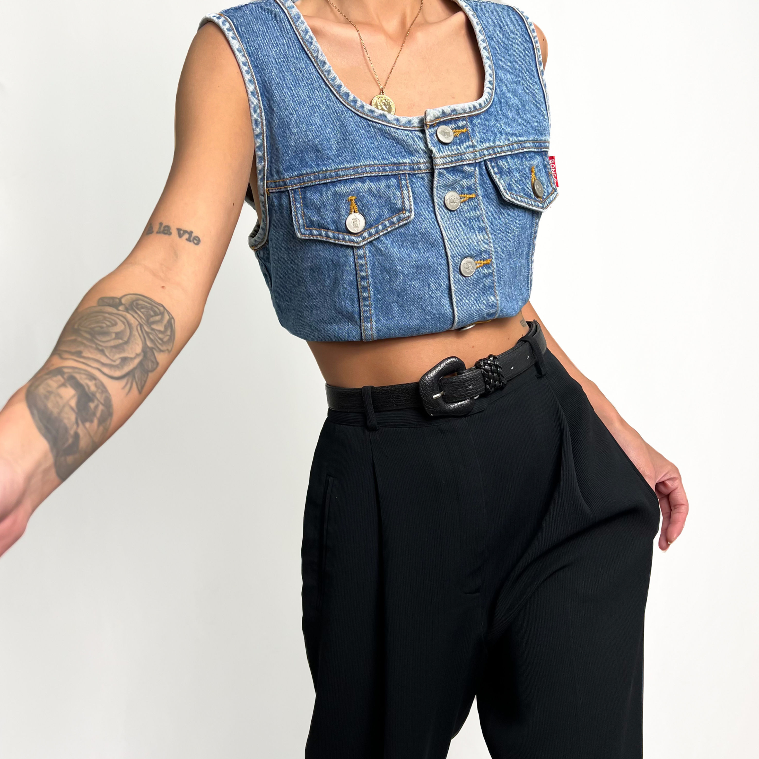 Bongo Cropped Denim Tank S-L