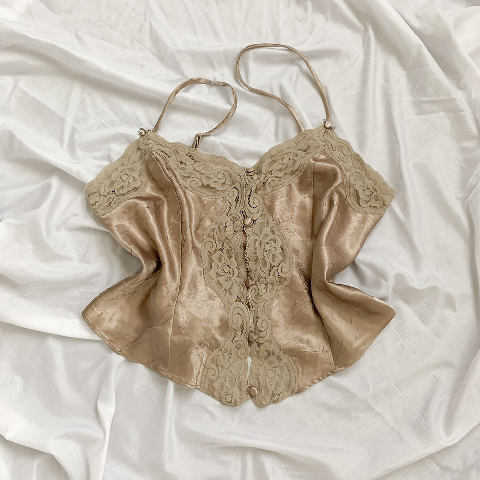 Beige Crushed Satin Cami S-M