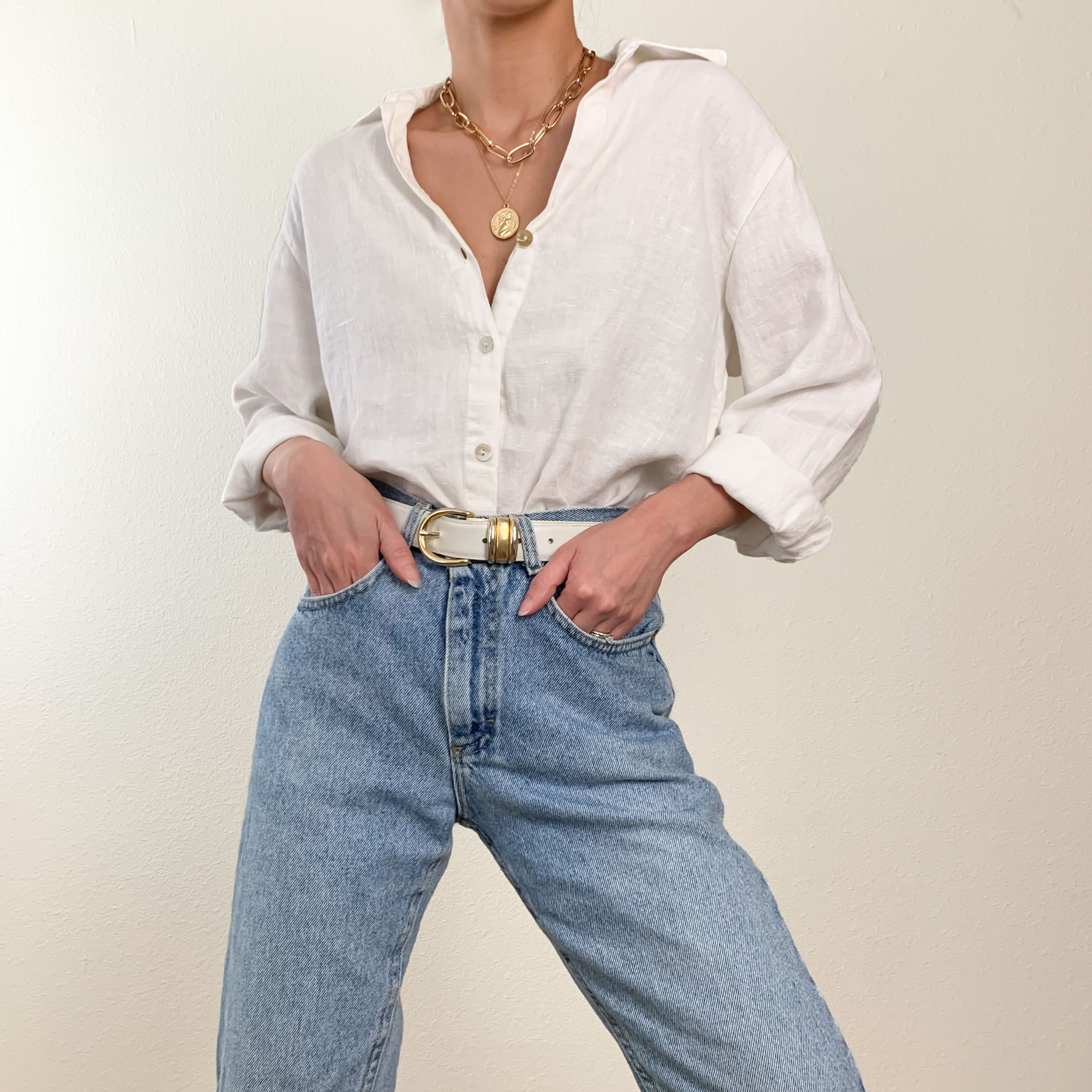 White Linen Button Up