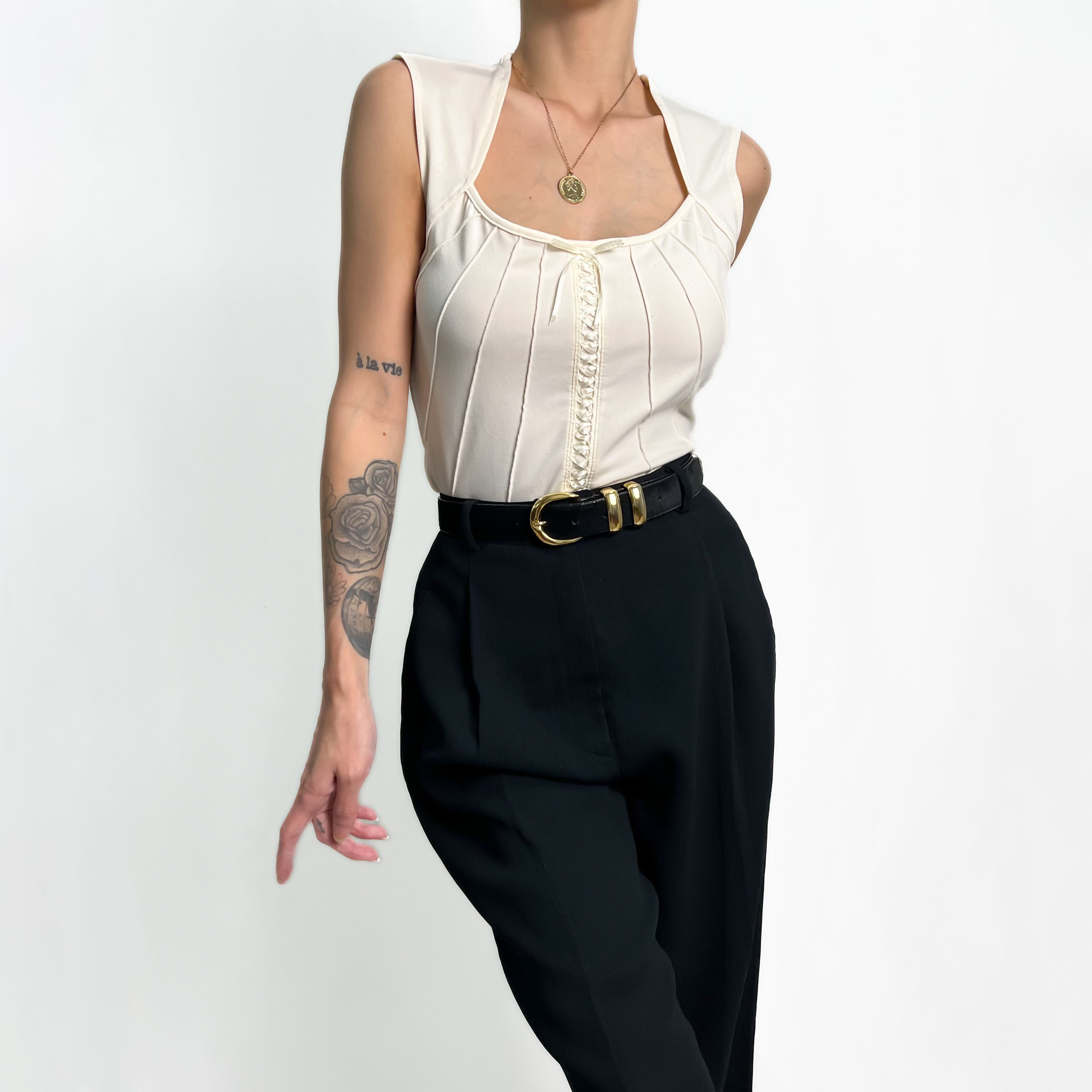 Ivory Queen Anne Stretch Tank S-M