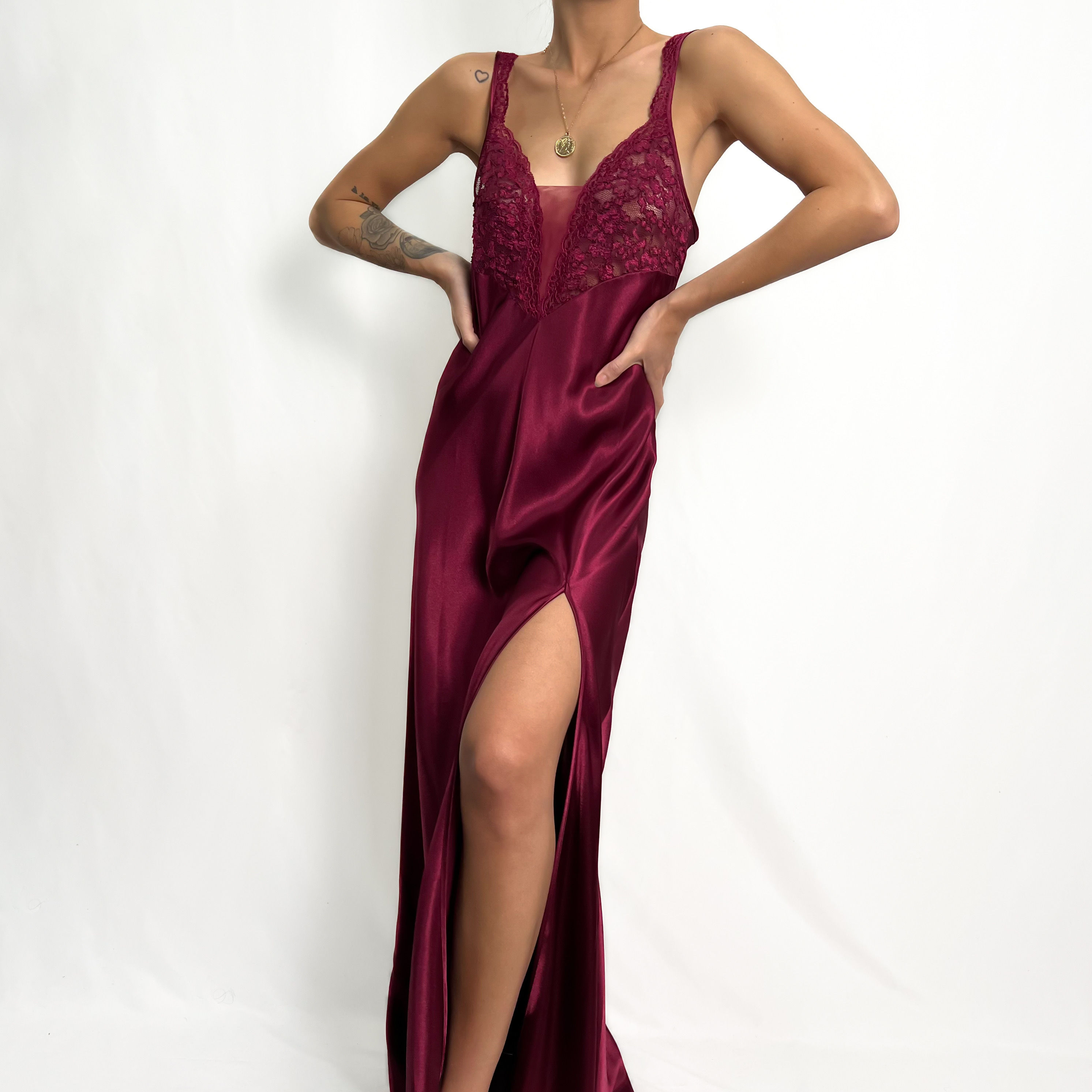 Burgundy Gold Label VS Maxi Slip Dress XS-S