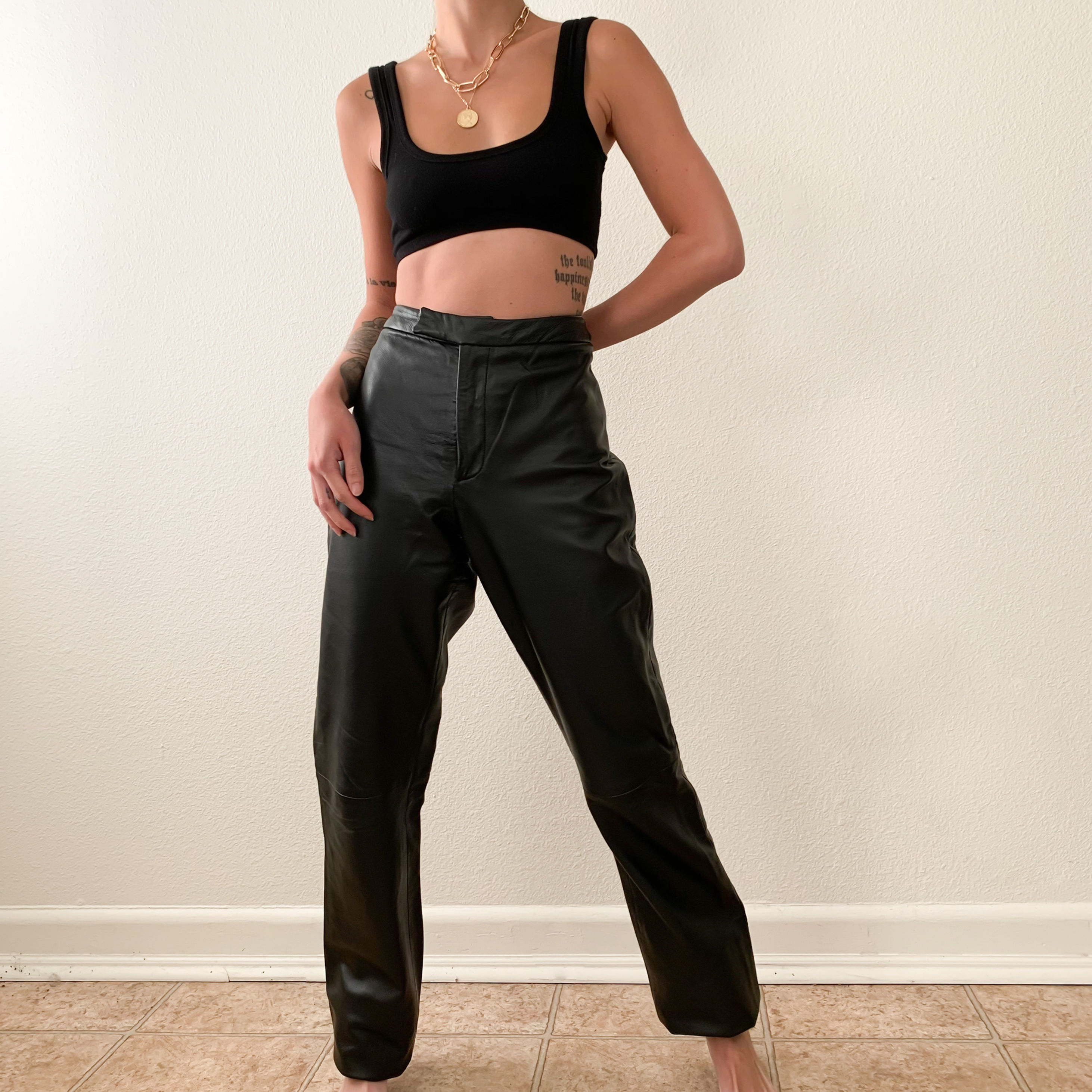 Black Genuine Leather Pants 29"-30"