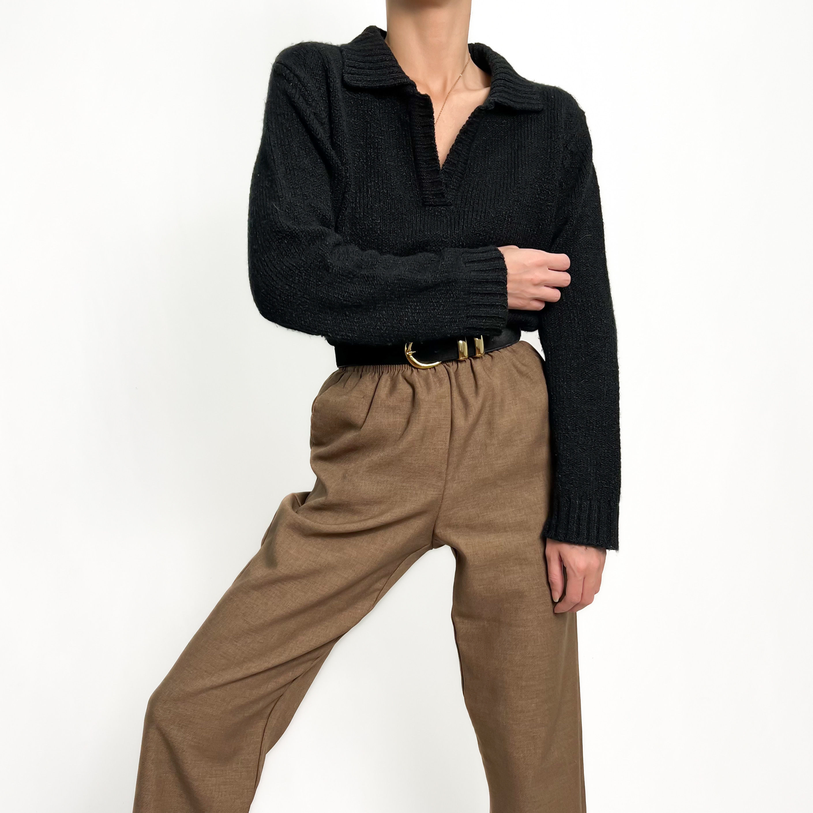 Onyx Collared Knit Sweater XS-M