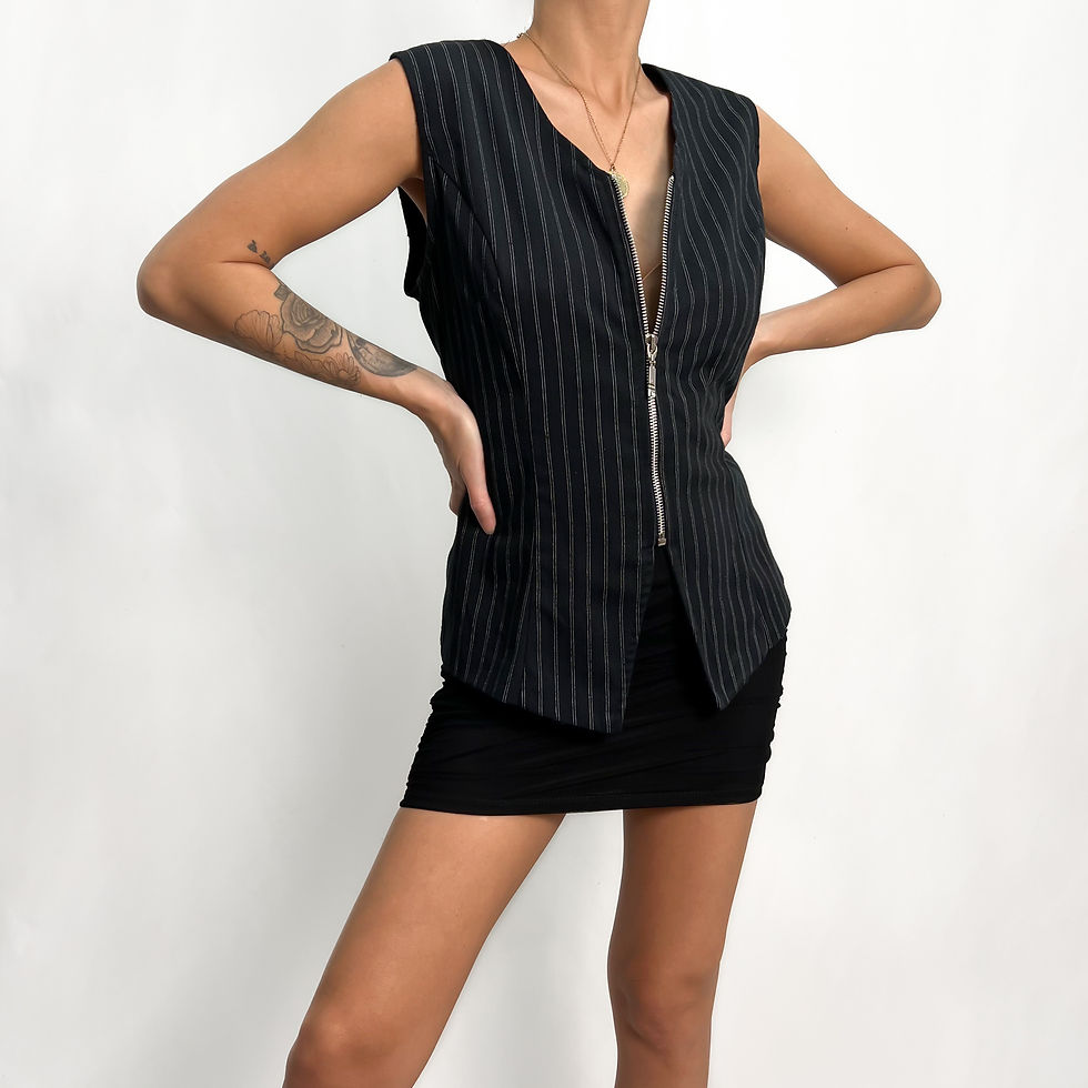 Pinstriped Zip Front Vest S-M