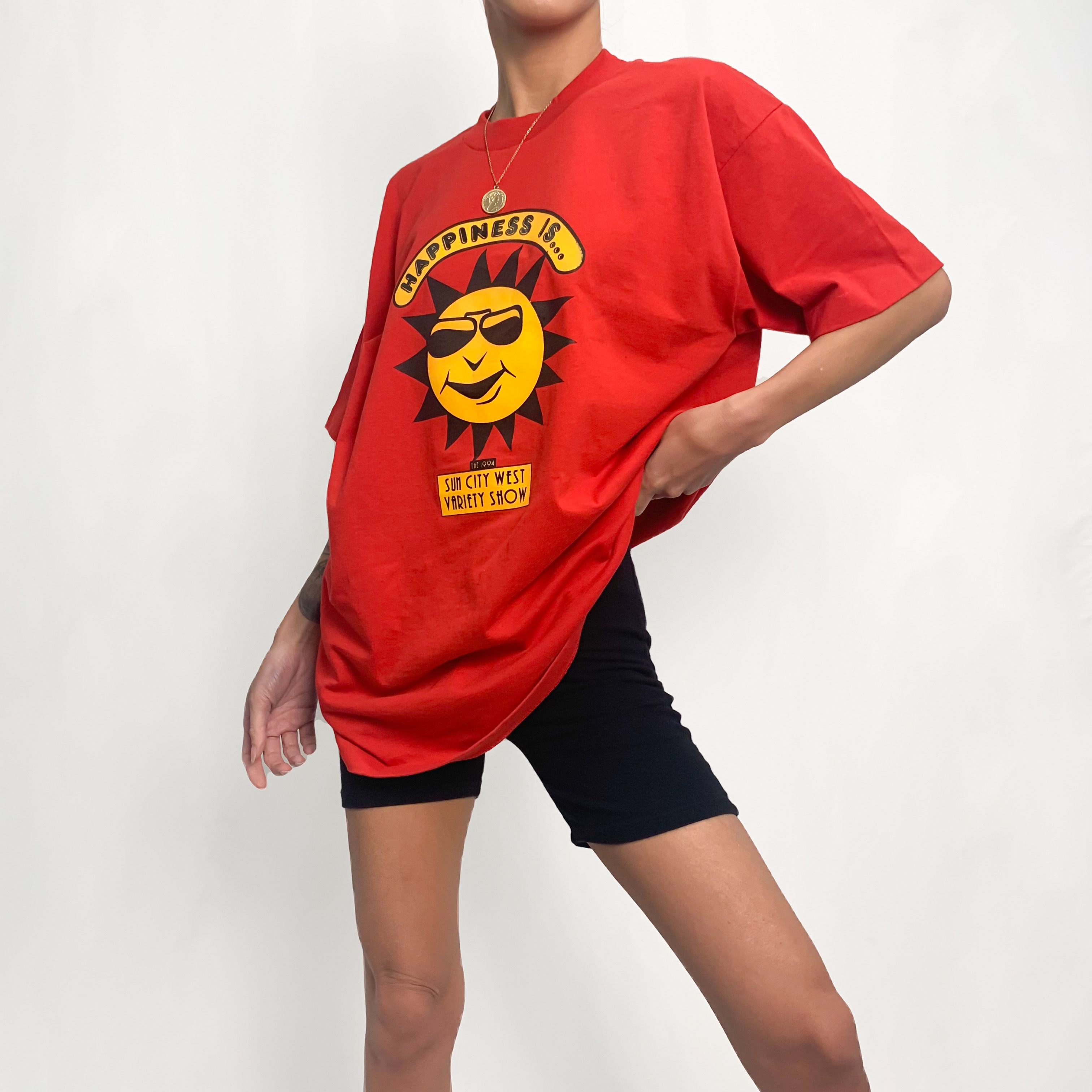 1994 Red "Happiness Is" Sun Graphic Tee XS-L