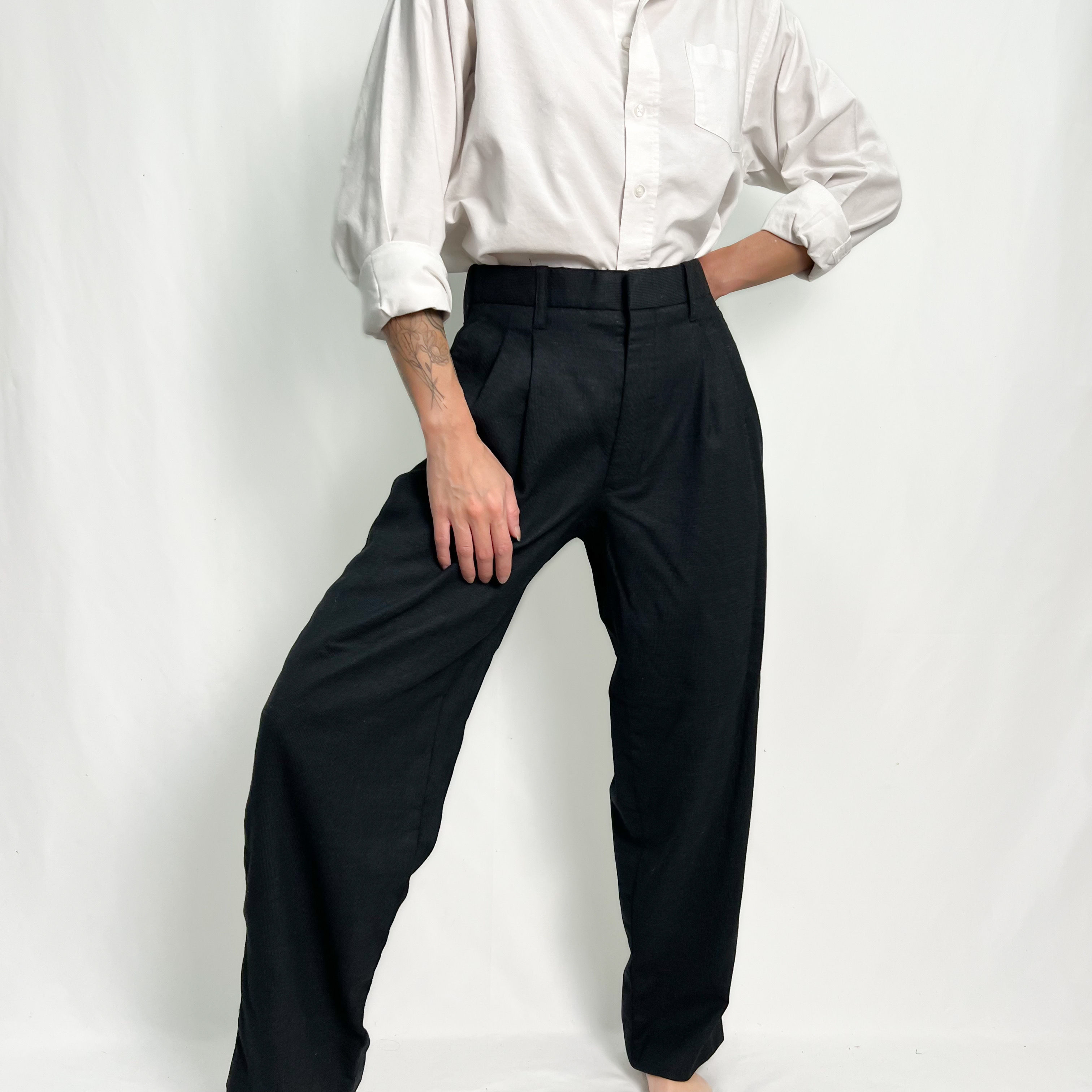 Deep Charcoal Pleated Trousers 28"-29" x 28"