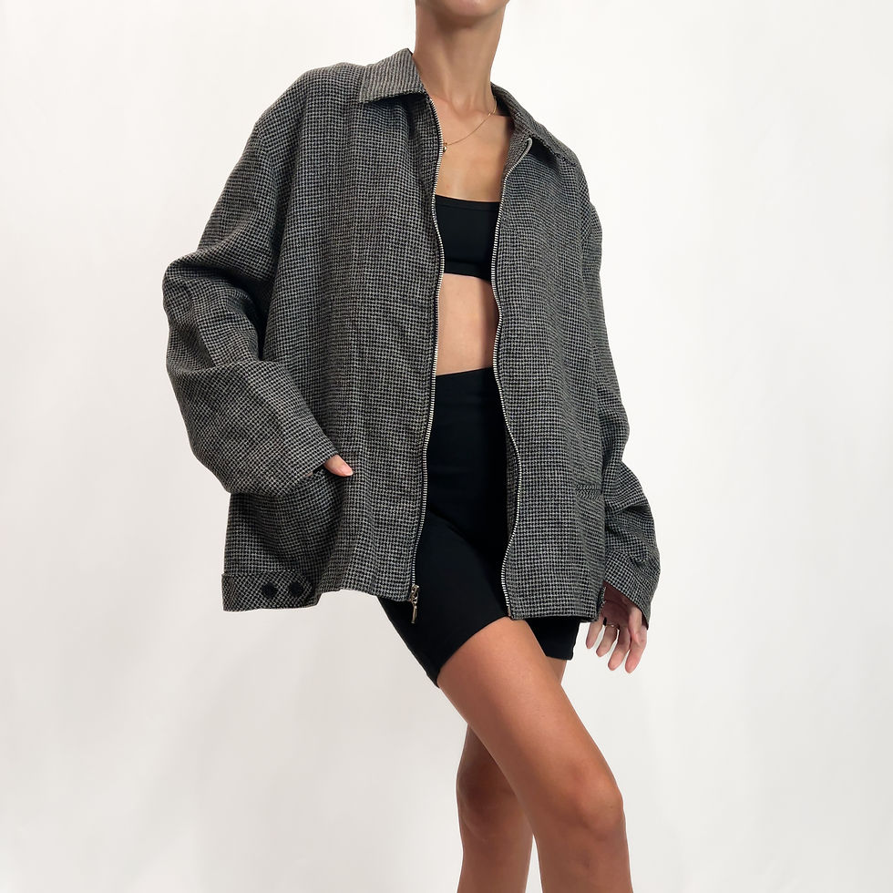 Charcoal Boxy Zip Up Jacket S-XL