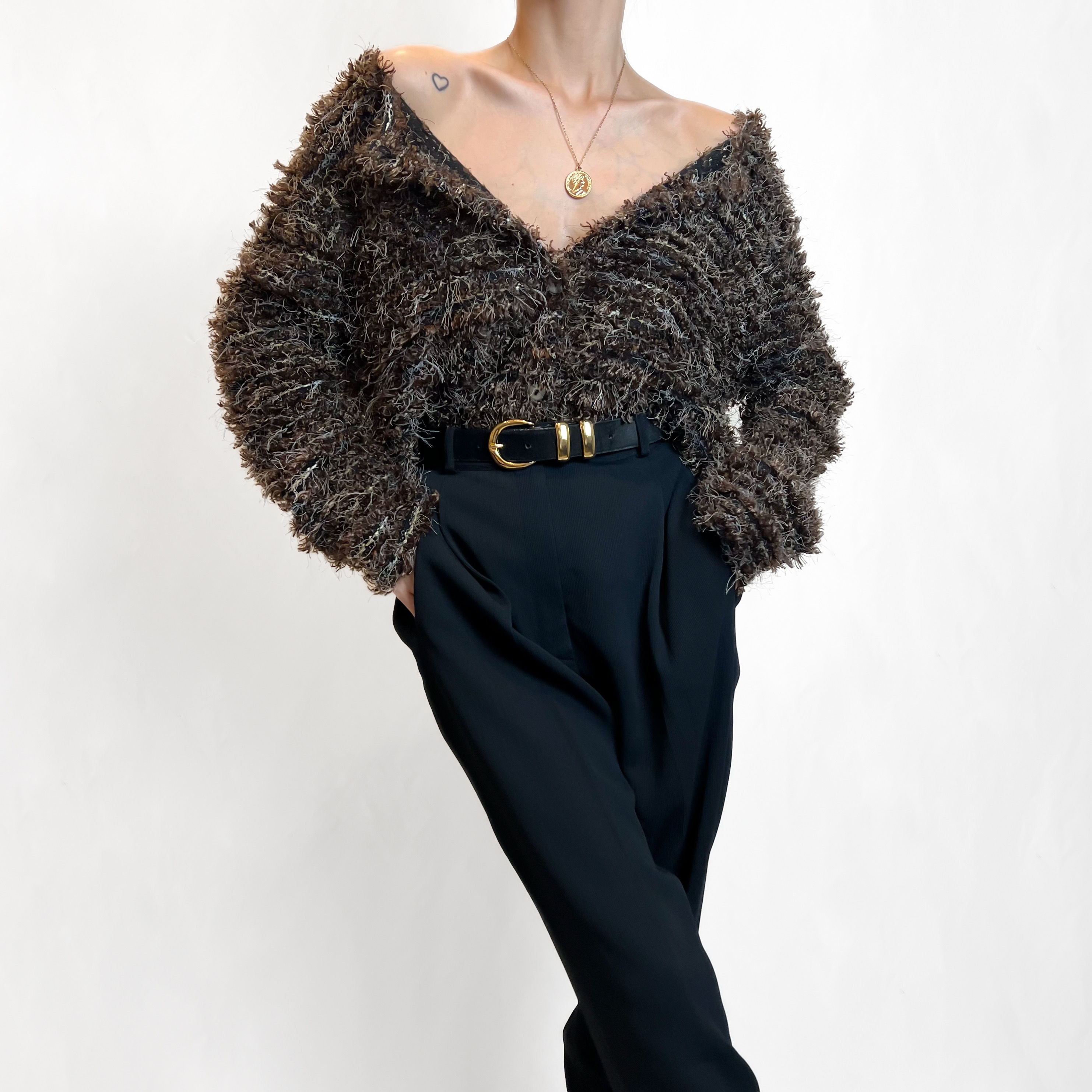 Brown Eyelash Knit Cardigan S-L