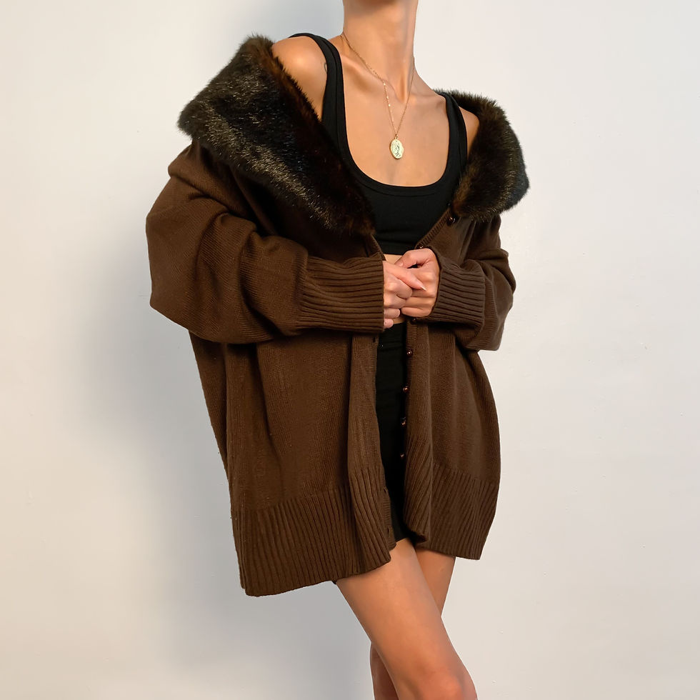 Deep Brown Faux Fur Cardigan S-XXL