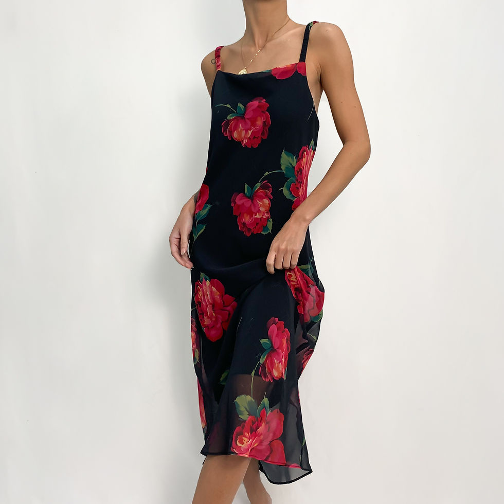 Floral Chiffon Midi Dress S-M