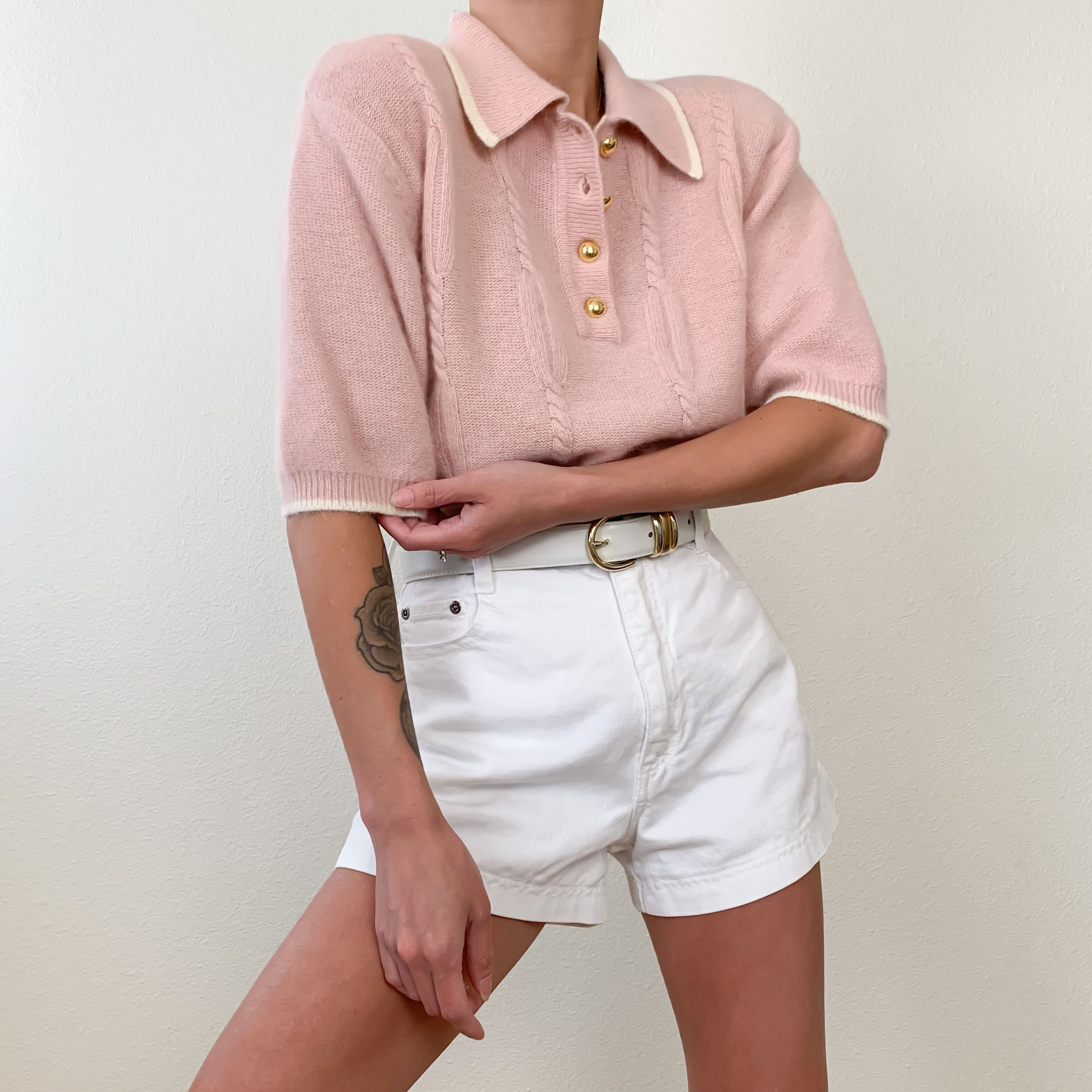Pale Pink Angora Blend Blouse