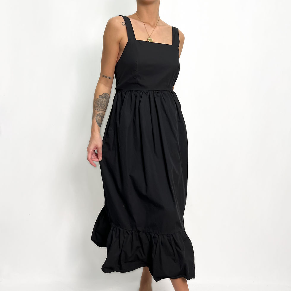 Onyx Tie Back Ruffle Trim Dress XS-M