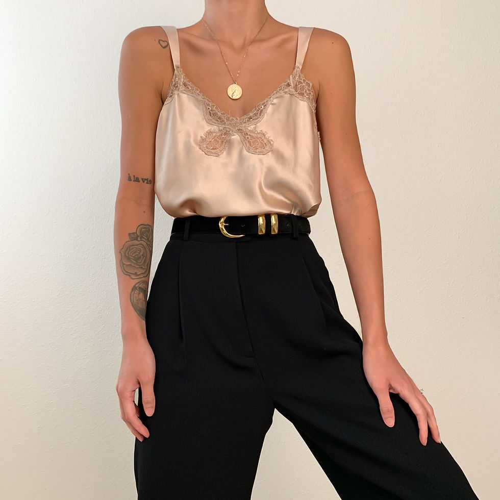 Beige Silky Satin Cami XS-S