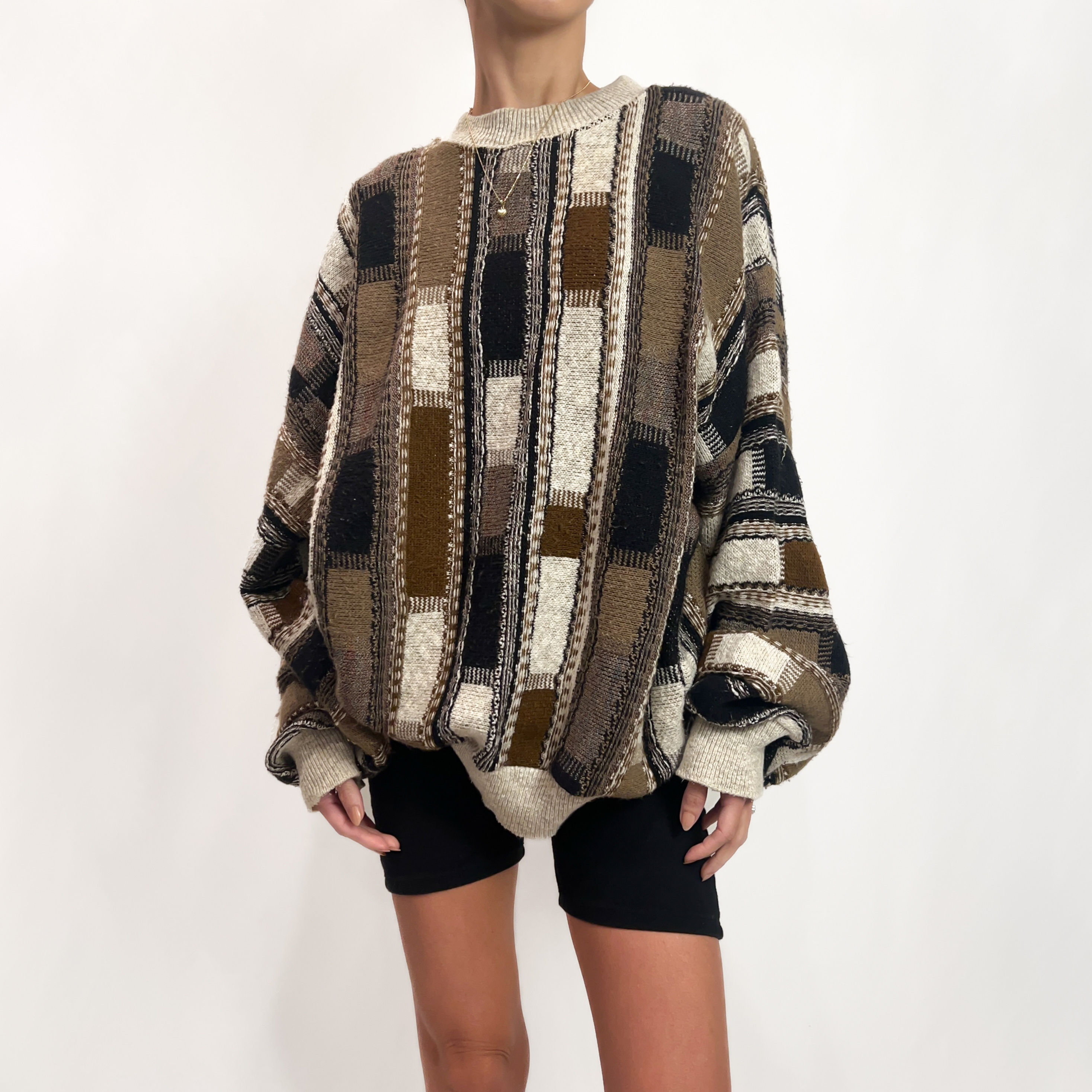 Warm Toned Coogi-Inspired Grandpa Sweater S-XL
