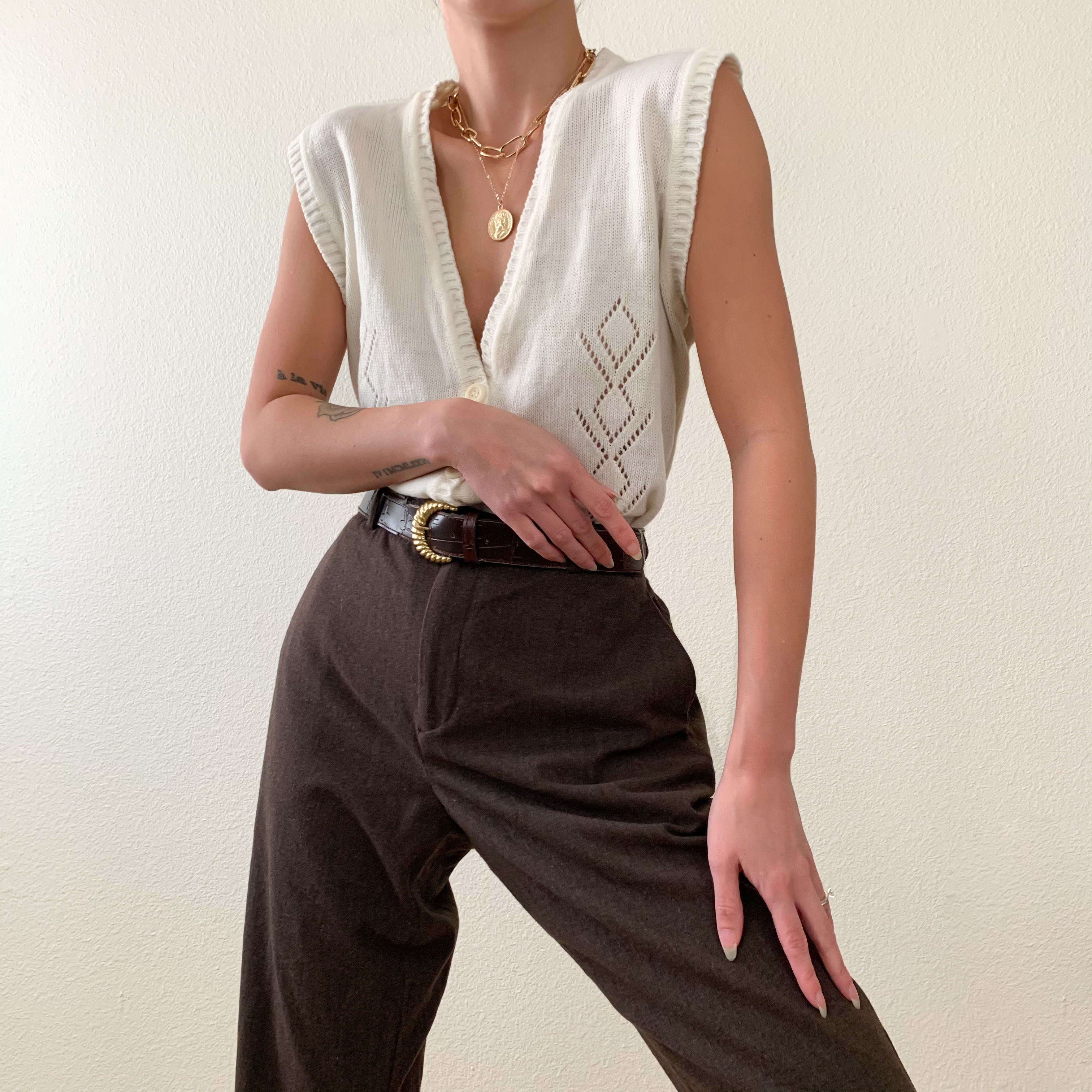 Ivory Button-Through Sweater Vest