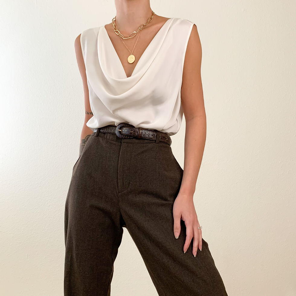 White Cowl Neck Tank