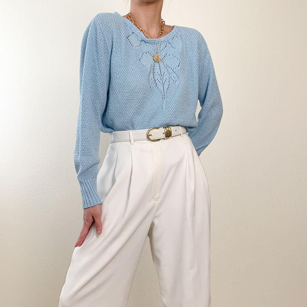 Light Blue Eyelet Knit Sweater XS-M
