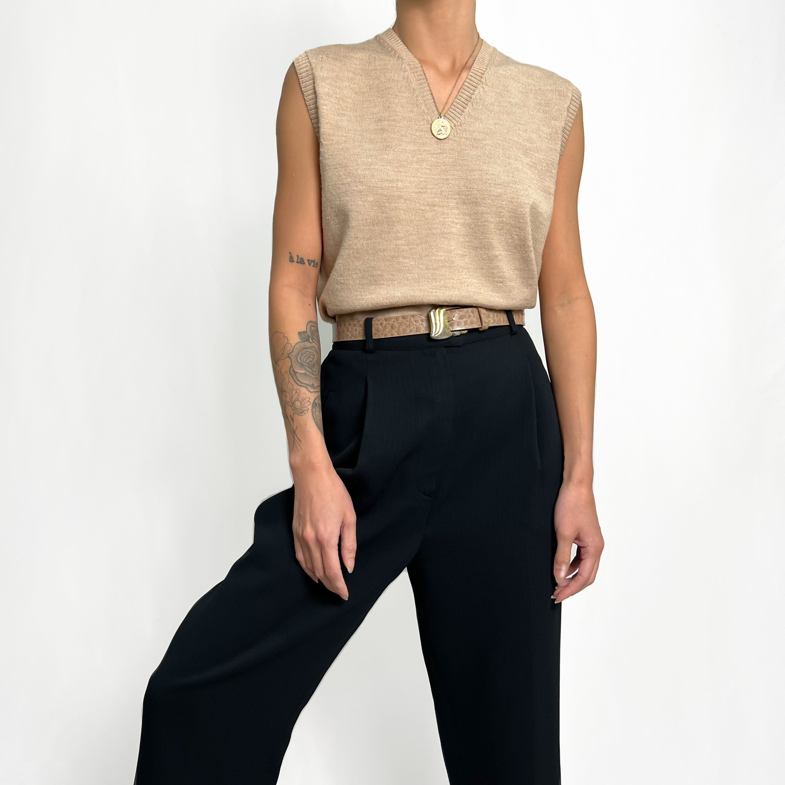 Essential Beige Knit Sweater Vest XS-L