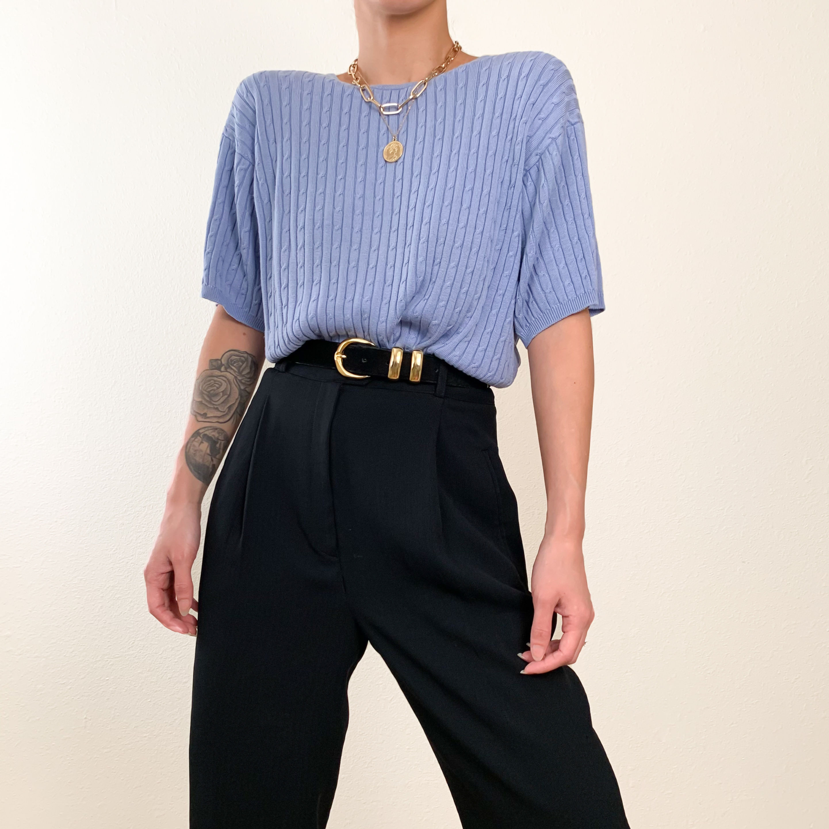 Periwinkle Silk Knit Blouse
