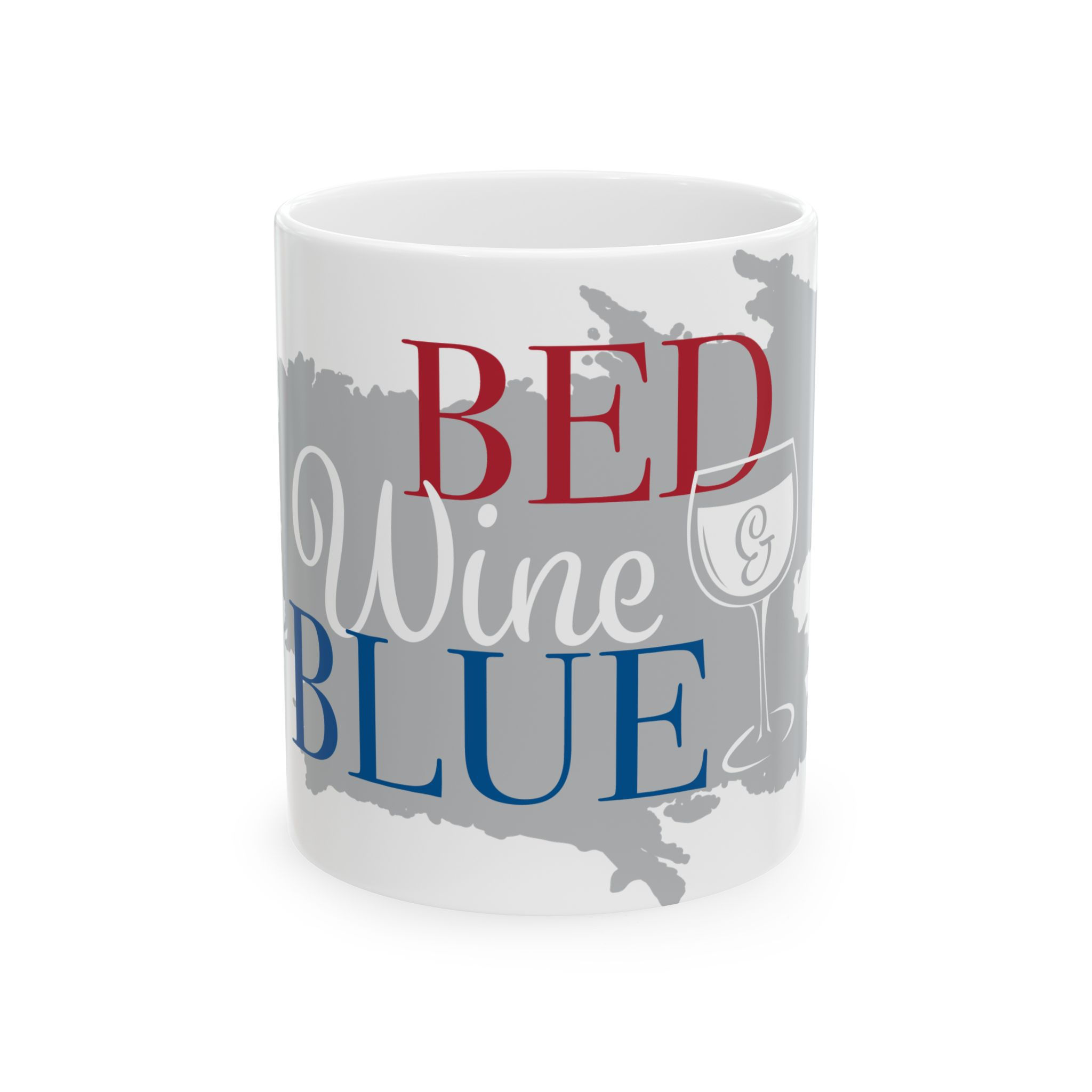 Funny Ceramic Mug - "Bed, Wine & Blue" - Perfect Gift for Celebrations