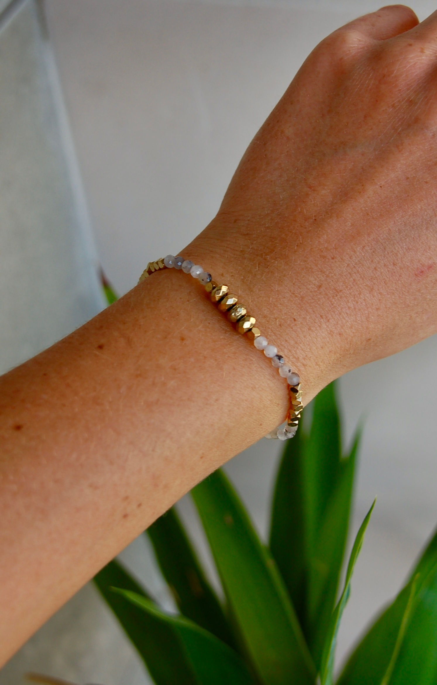 Bracelet élastique en acier inoxydable et pierres d'hématite, pas cher, bijoux fantaisie