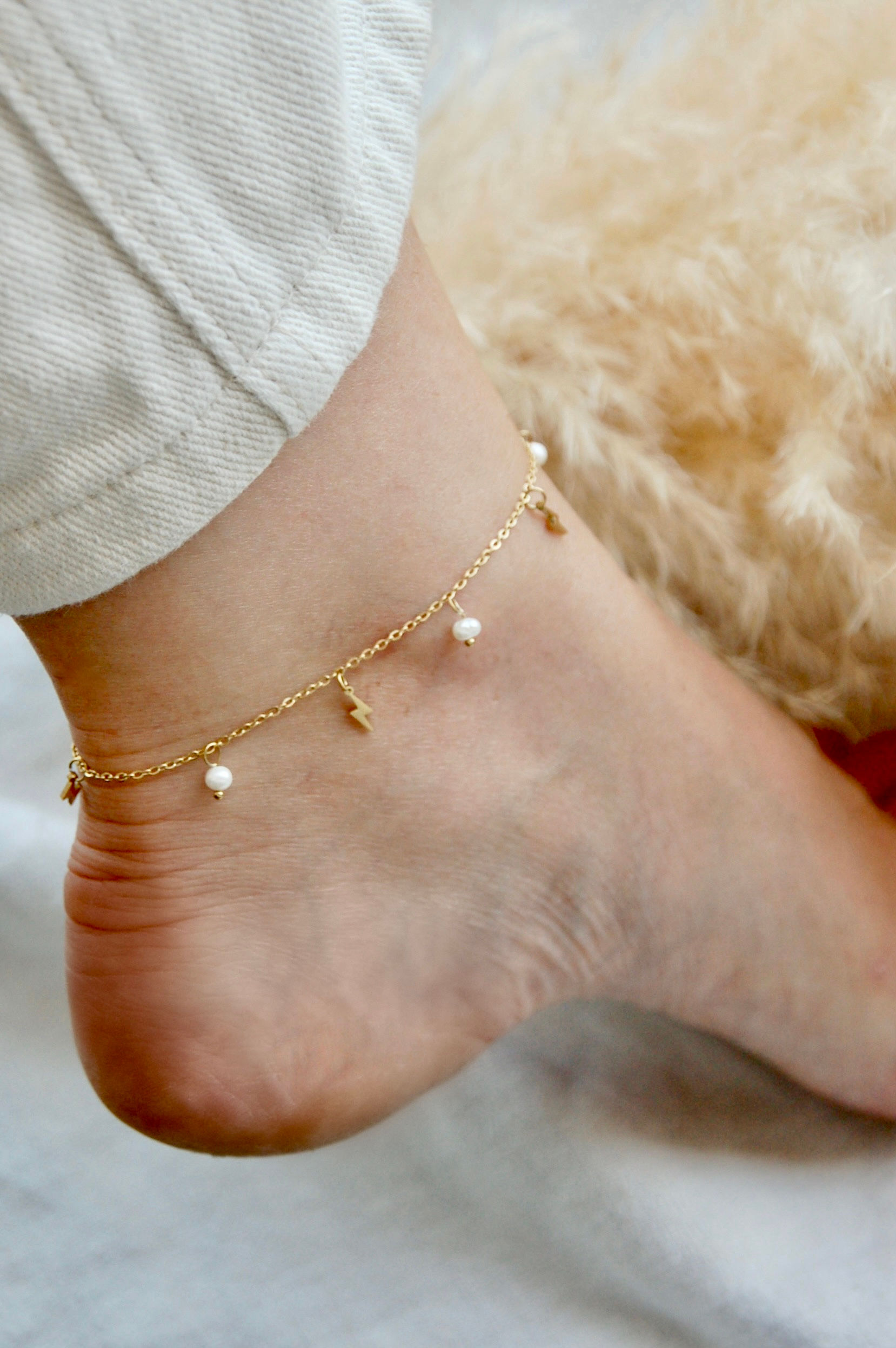 Chaîne de cheville, acier inoxydable, perles de culture, résiste à l'eau, faite main, pas chère, ne rouille pas, ajustable