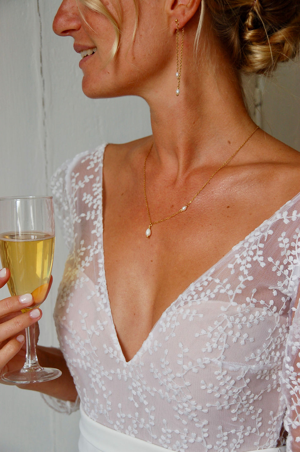 Collier pour mariage, mariée, acier inoxydable, bijoux pour mariée, fait main, pas cher, perles de cultures