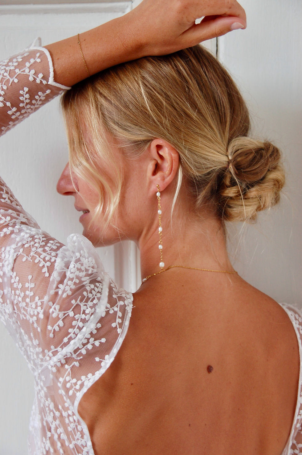 Miniature : Boucles d'oreilles pour mariage, mariée, acier inoxydable, bijoux pour mariée, fait main, pas cher, perles de cultures