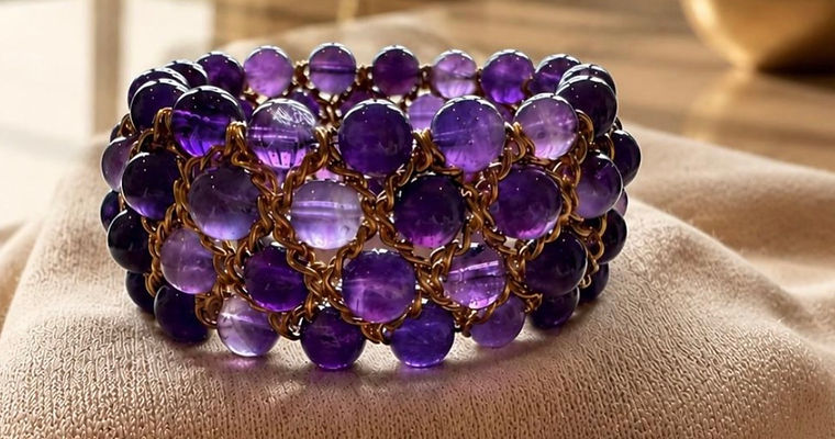 Maison Taslar - bracelet aura en améthyste, fait main en france, sur mesure