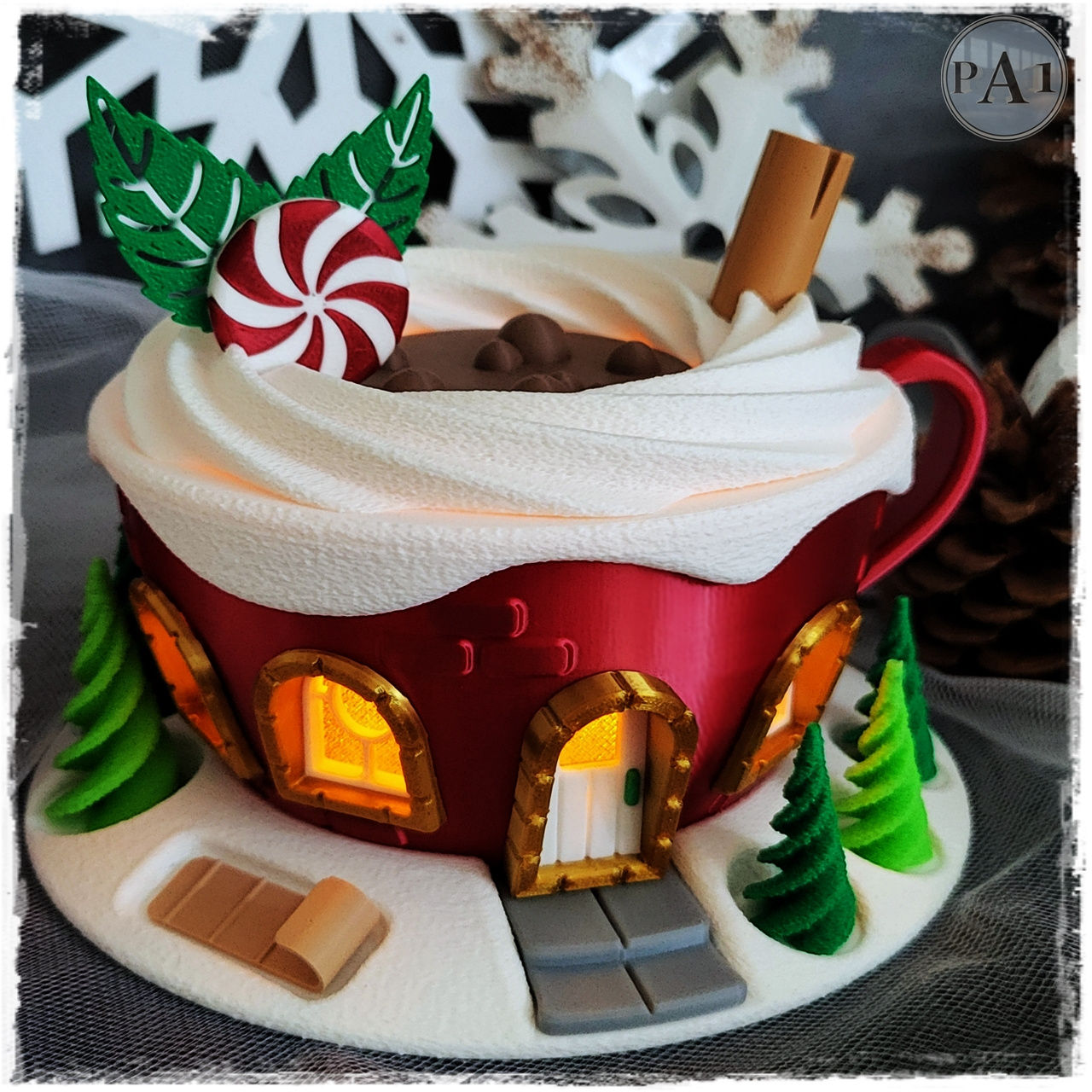 Mug of Hot Chocolate Fairy House or Tea Light