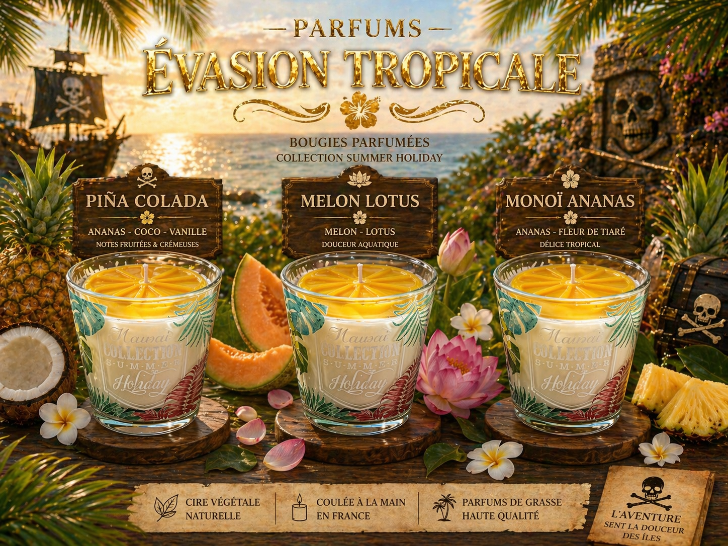 🌴 Bougie Parfumée – Collection Évasion Tropicale