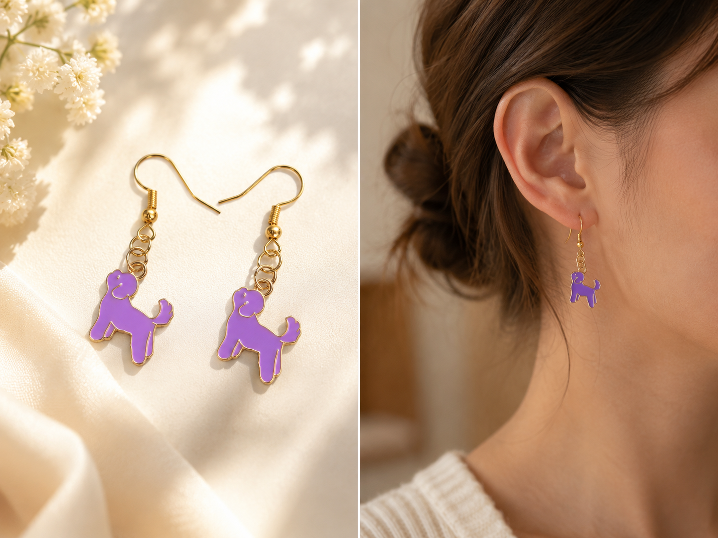Boucles d'oreilles Caniche Violet