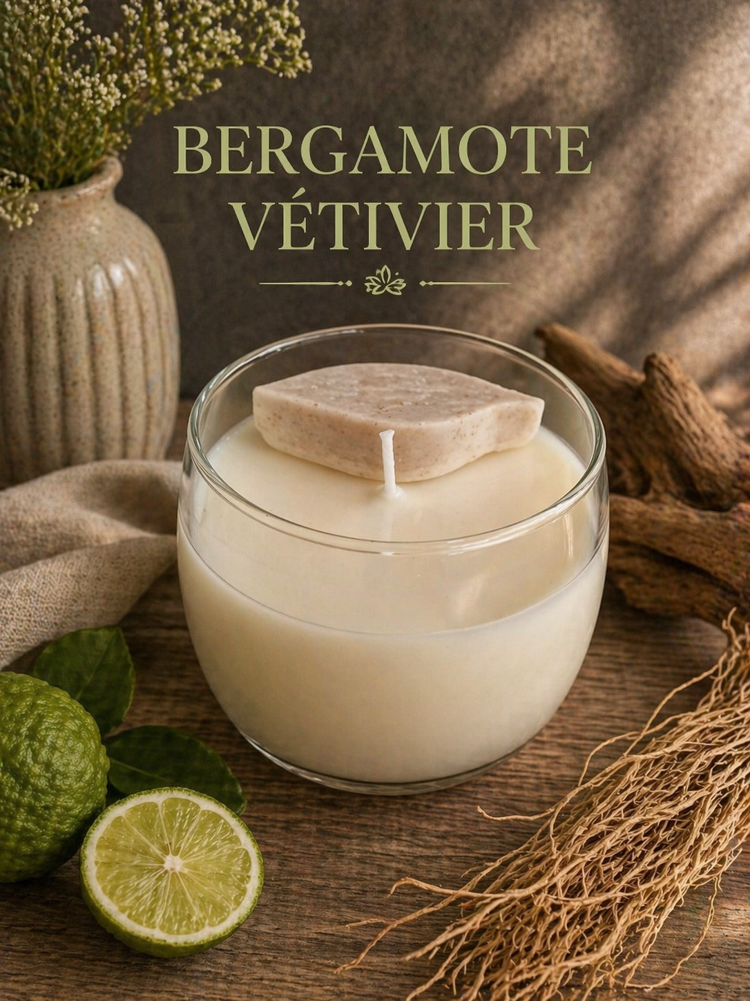 🕯️ Bougie Parfumée – Bergamote Vétivier
